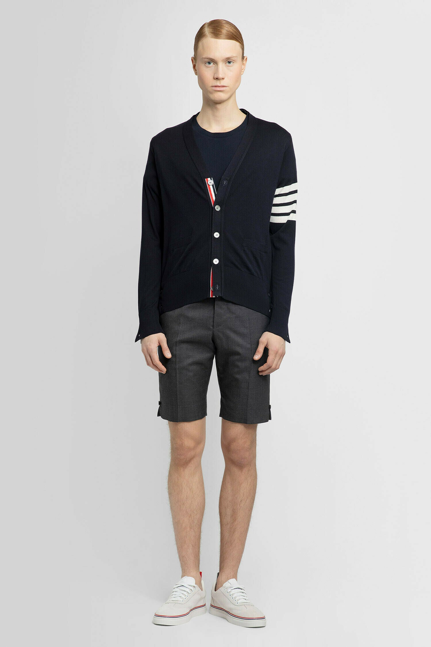 Merino Wool 4-Bar Cardigan - Antonioli.eu