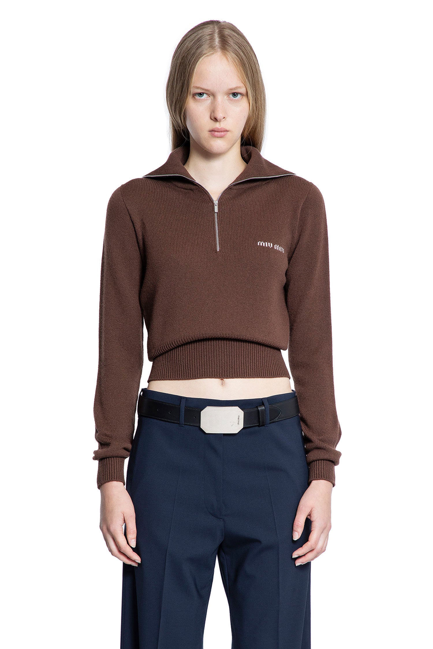 Cropped Cashmere Polo Sweateer