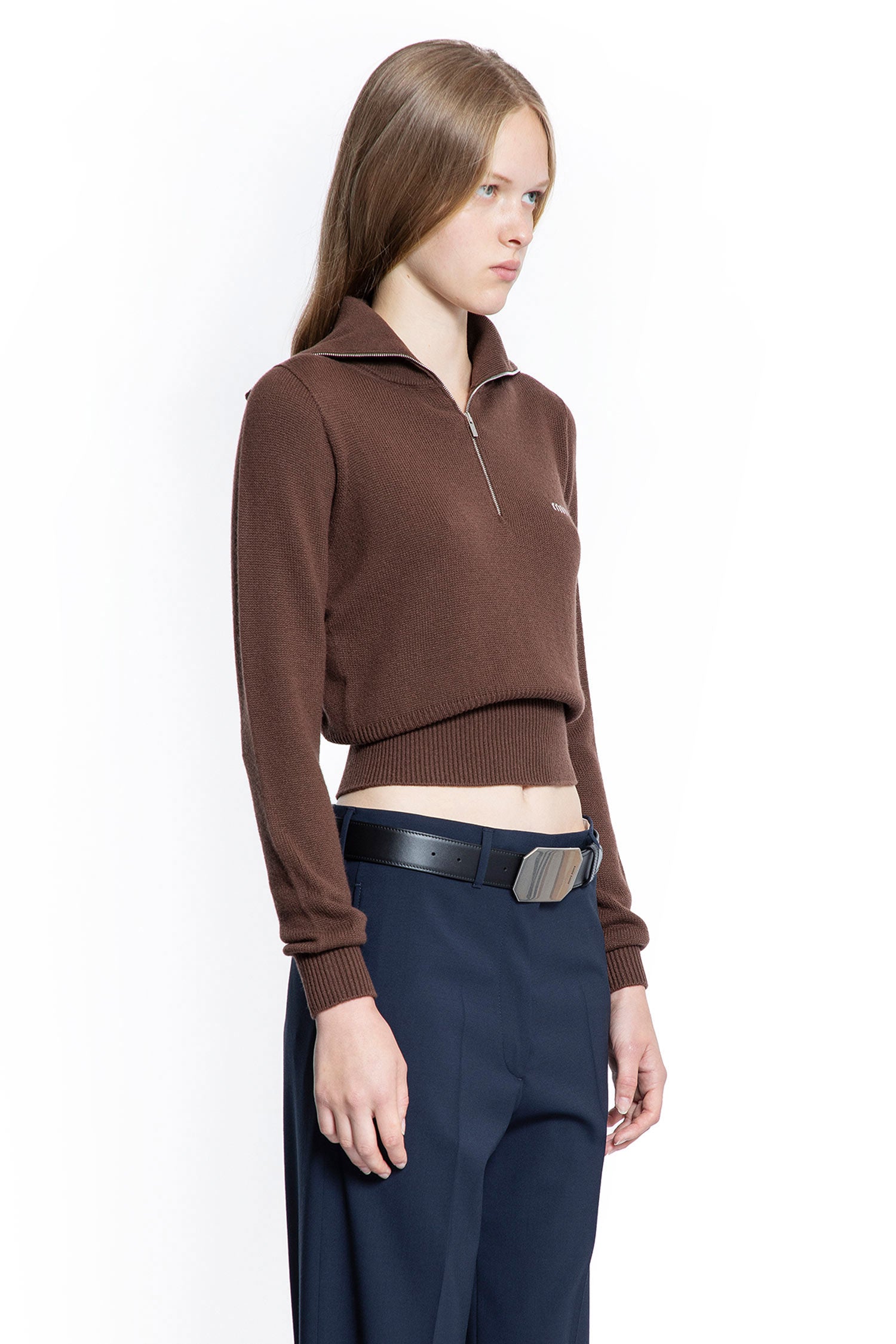 Cropped Cashmere Polo Sweateer