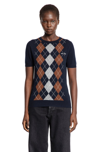 Cashmere Argyle Short Sleeve Sweater - Antonioli.eu