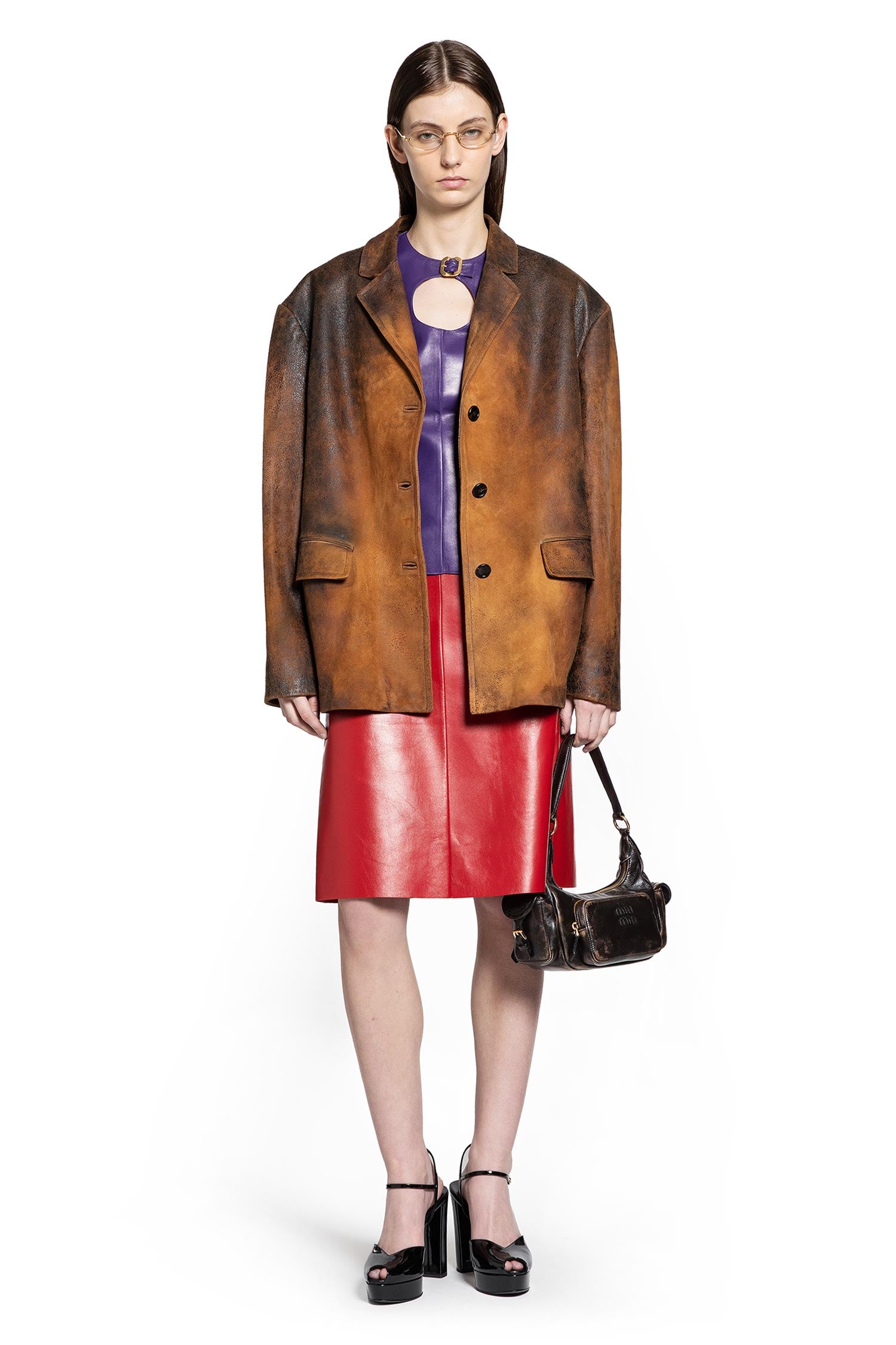 Nappa leather top with buckle