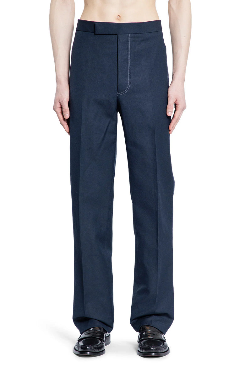 Solid Cotton Linen Suiting Trousers - Antonioli.eu