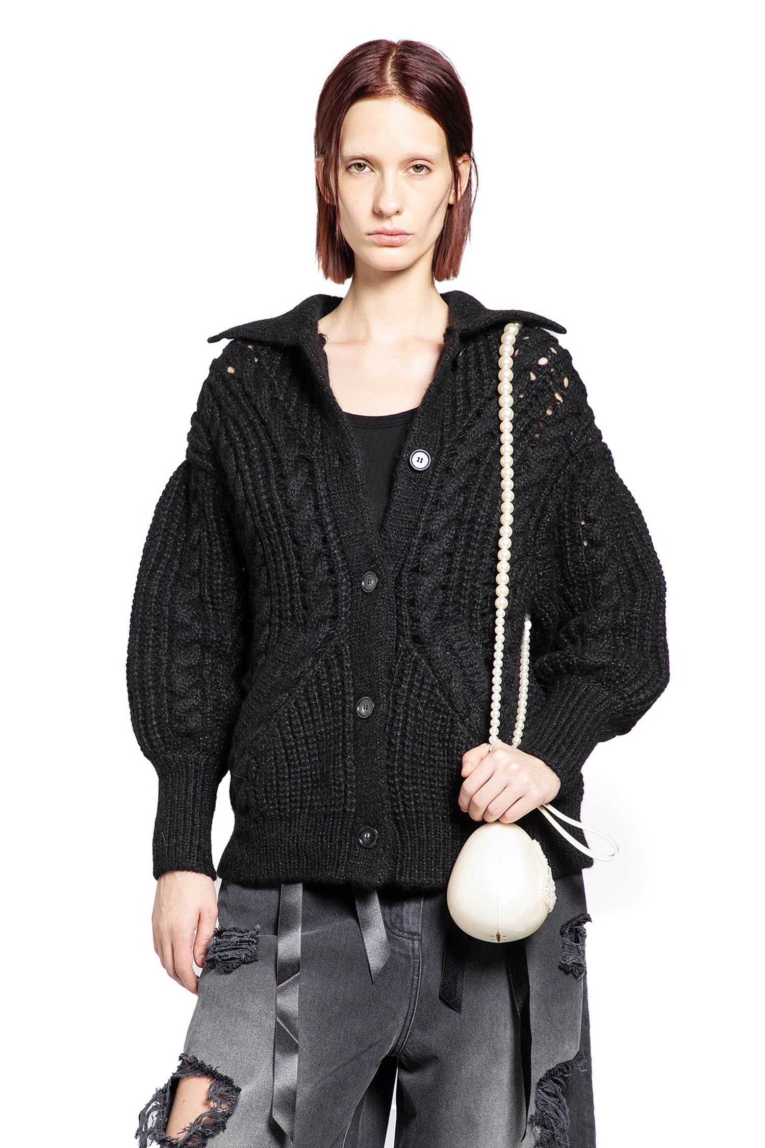 Sculpted Chunky Knit Cardigan - Antonioli.eu