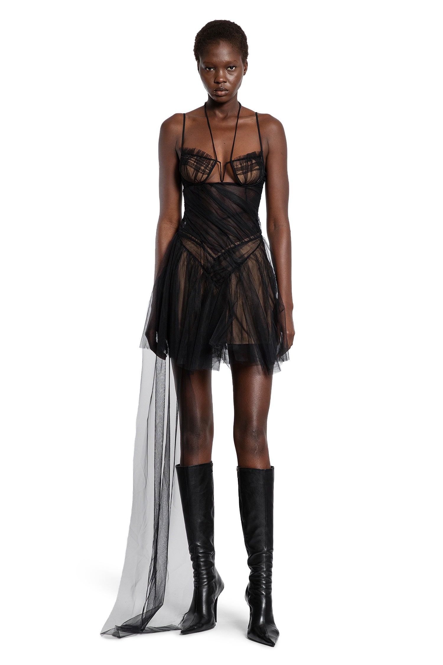 Abito asimmetrico drappeggiato con reggiseno