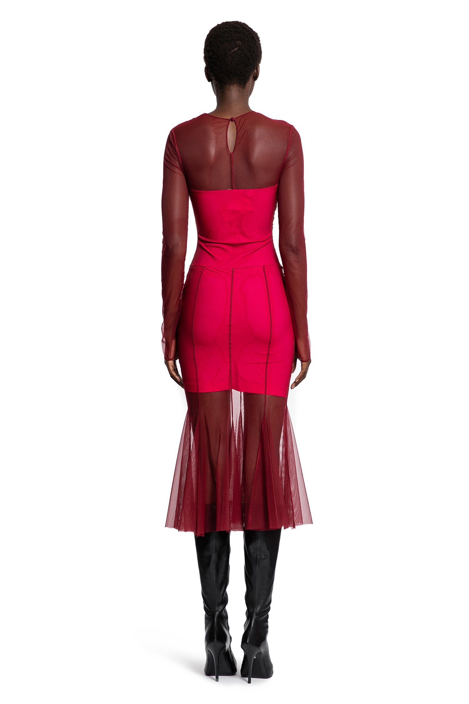 Semi-Sheer Gathered Dress