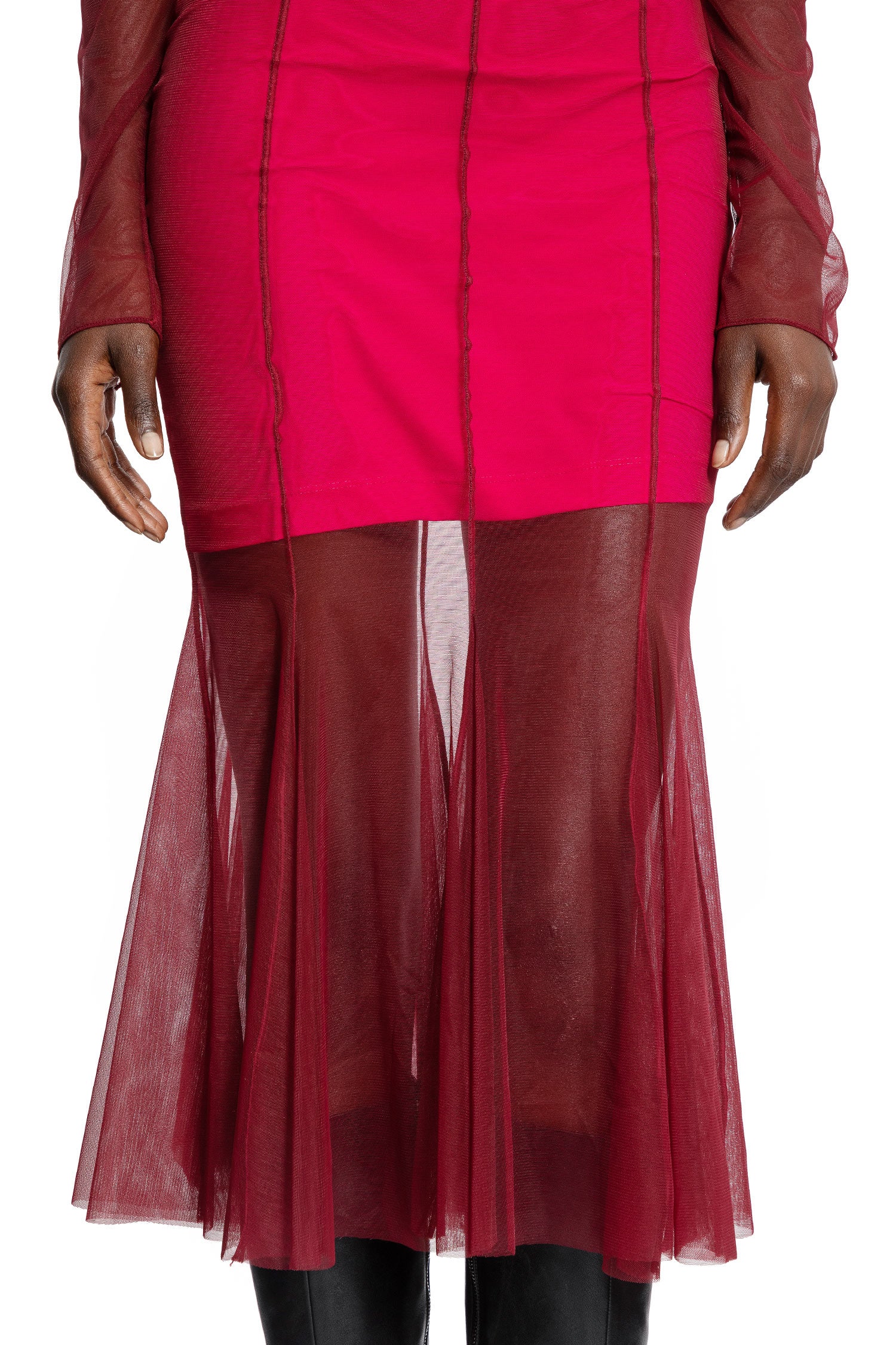 Semi-Sheer Gathered Dress