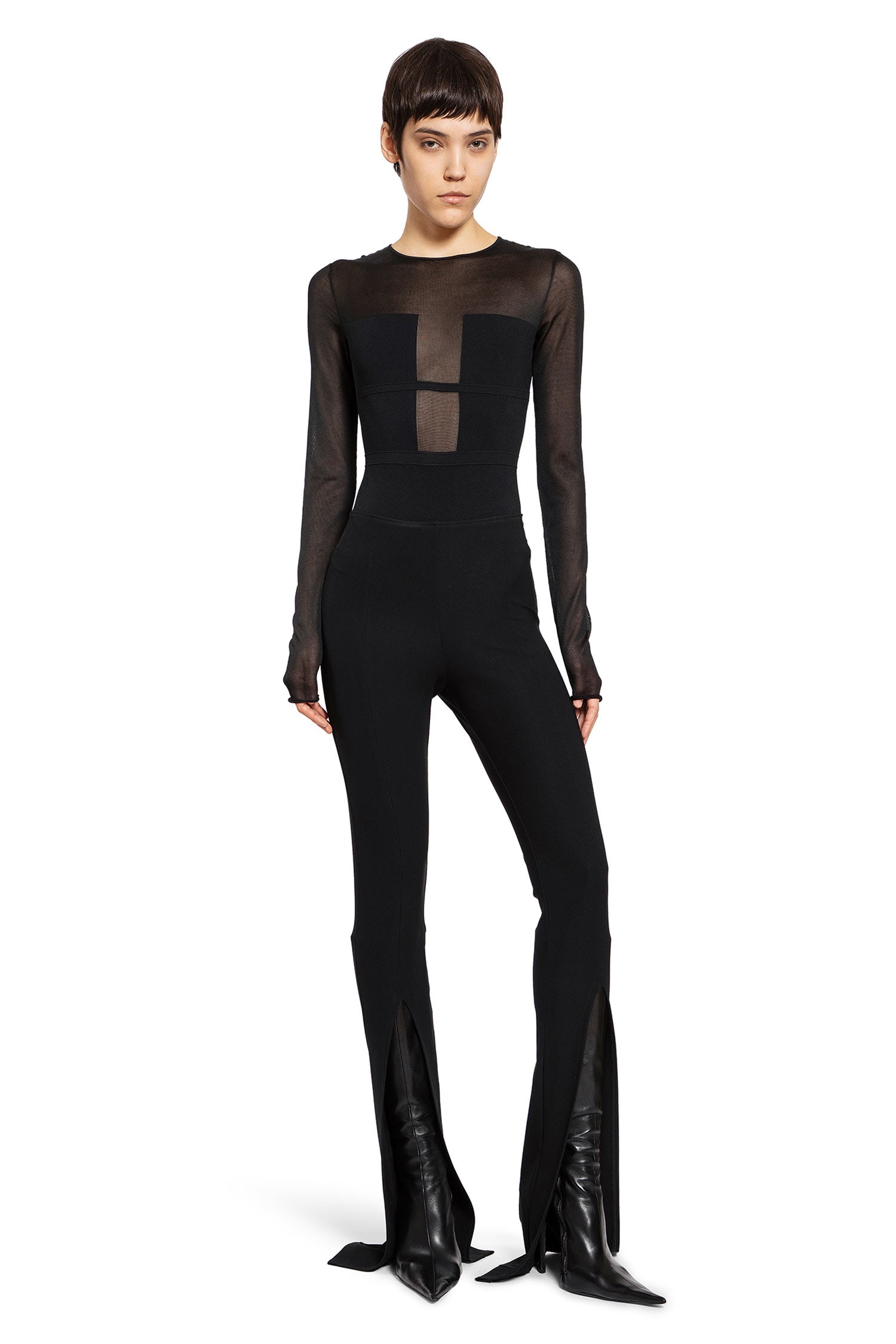 Fitted Trousers with Front Split
