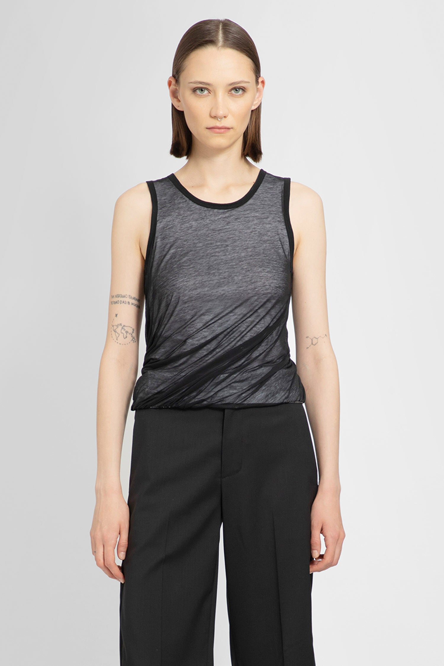 HELMUT LANG WOMAN BLACK TANK TOPS - HELMUT LANG - TANK TOPS