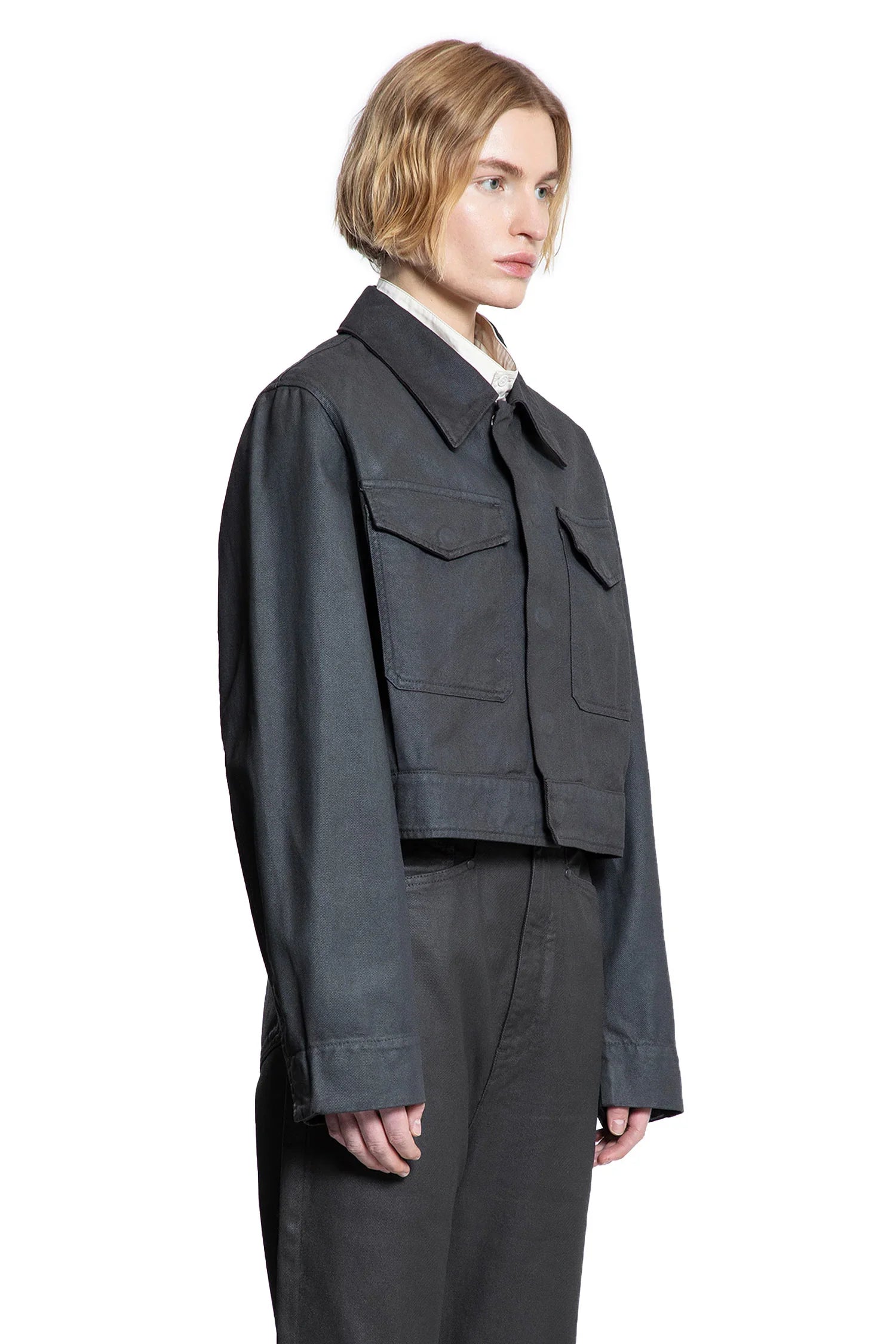 Trucker Jacket Shiny Coated Denim - Antonioli.eu