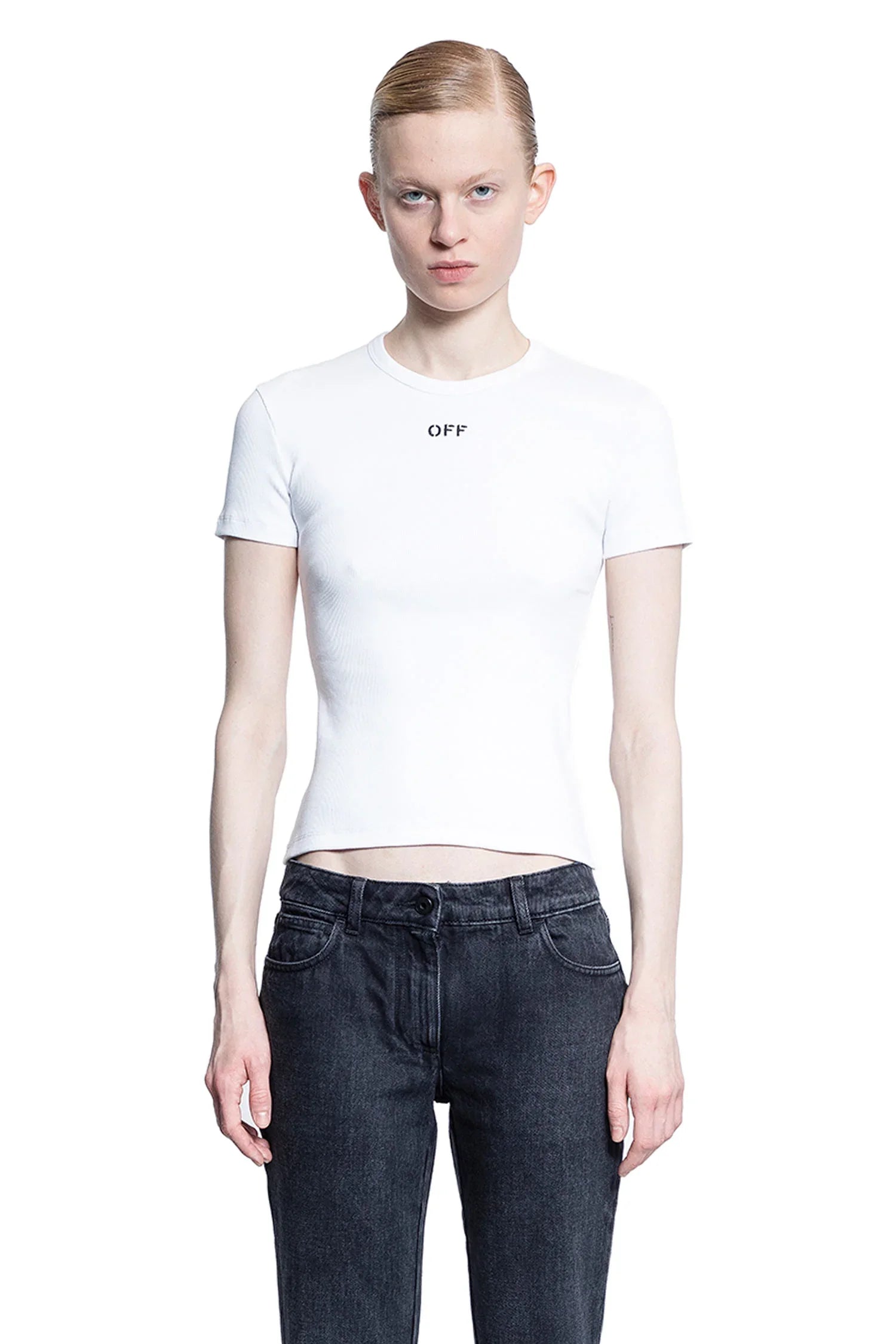 Off Stamp Ribbed Basic Tee - Antonioli.eu
