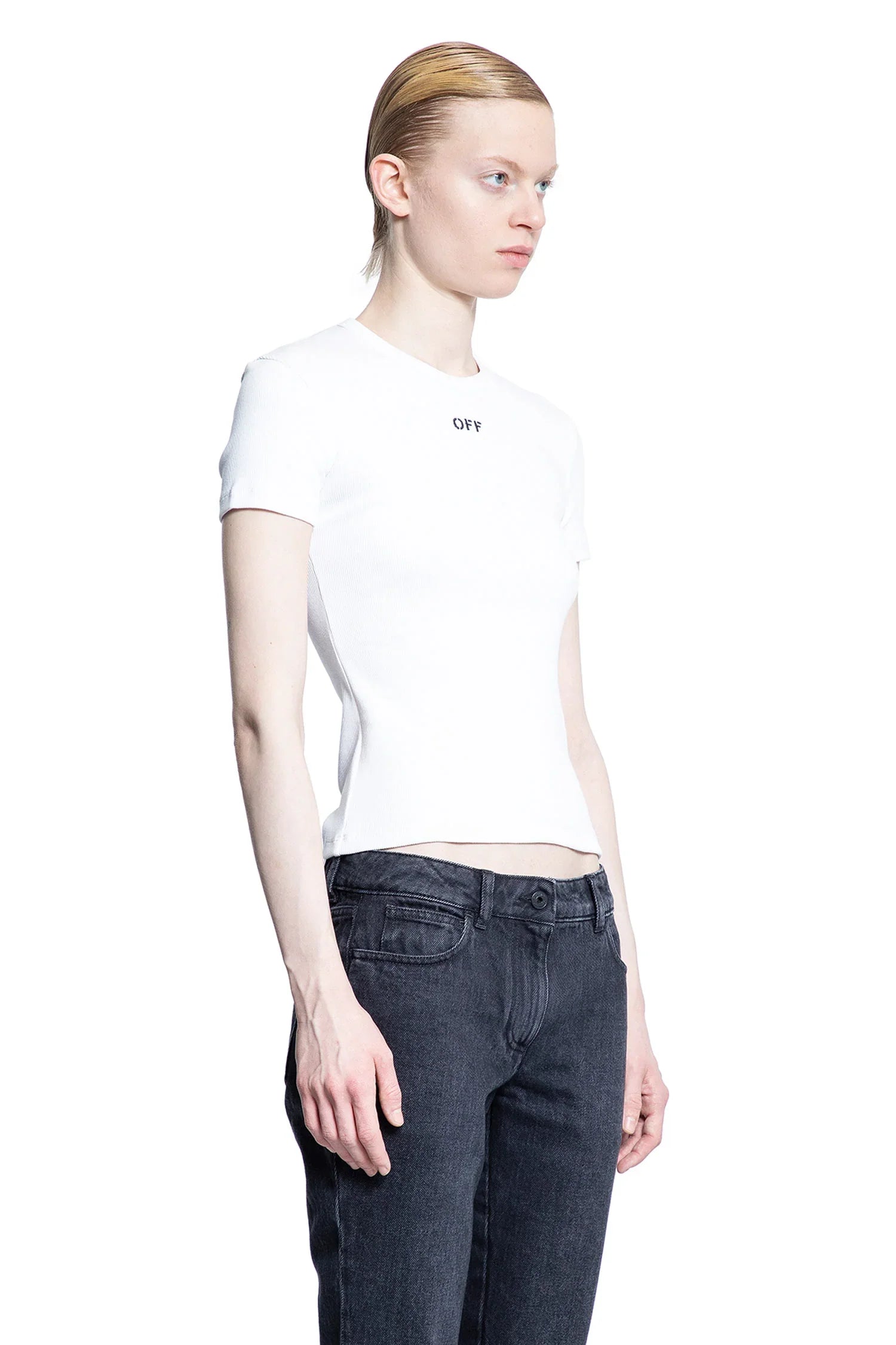 Off Stamp Ribbed Basic Tee - Antonioli.eu