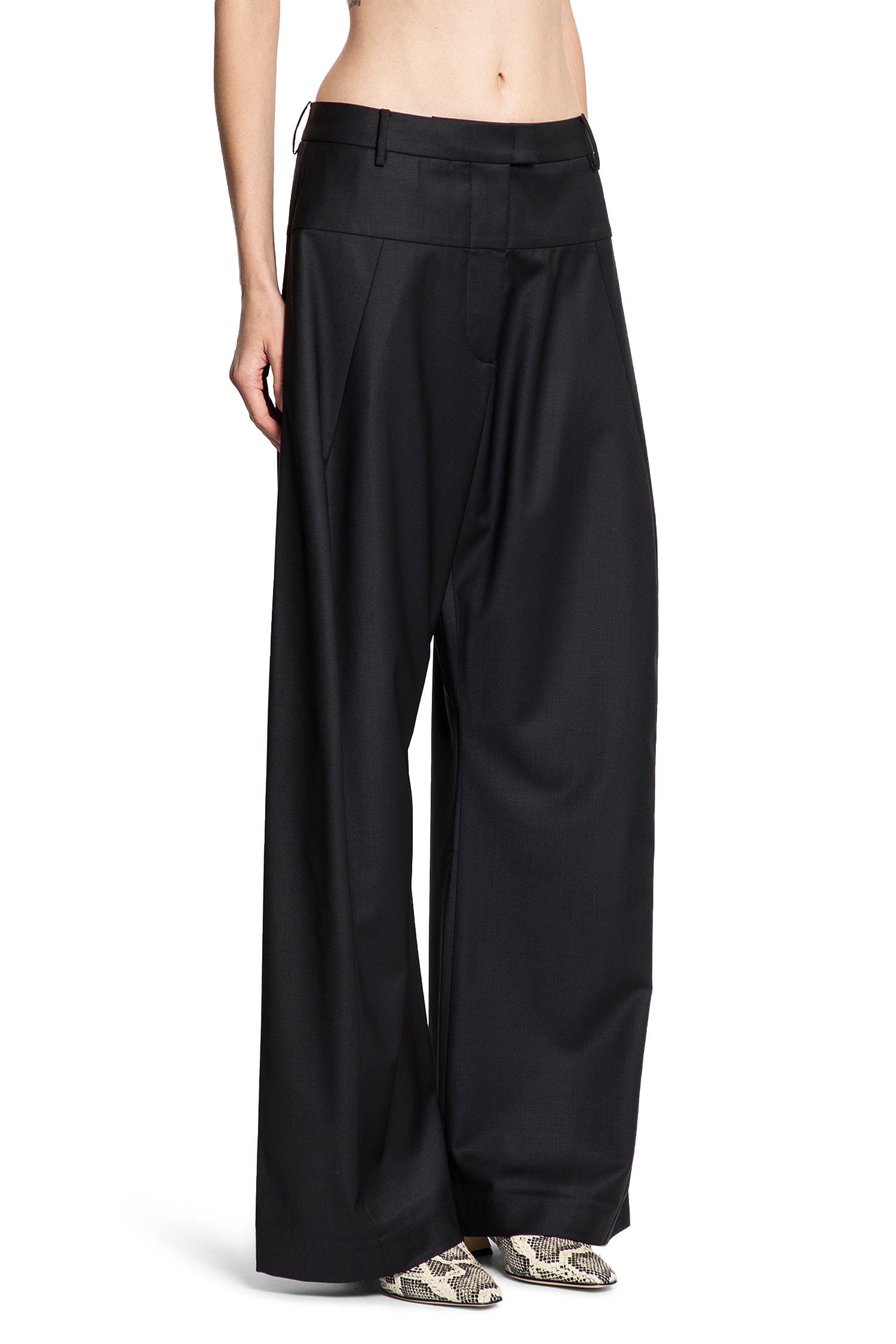 High-Rise Wool Wide Leg Pants - Antonioli.eu
