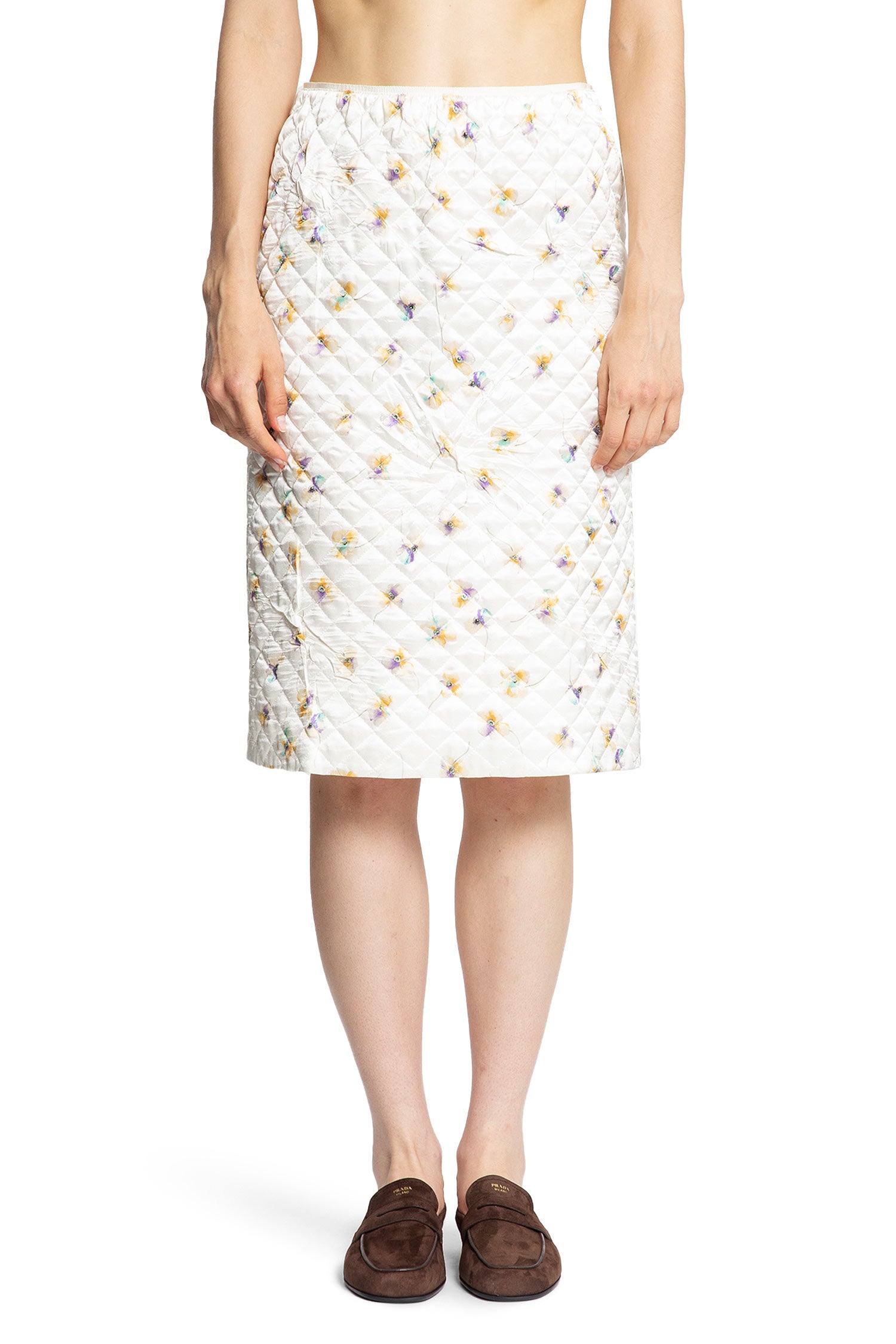 Quilted Floral Print Midi Skirt - Antonioli.eu