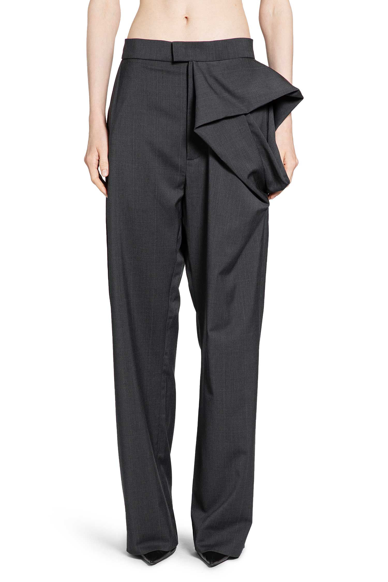 Wool Blend Pants with Floral Detail - Antonioli.eu
