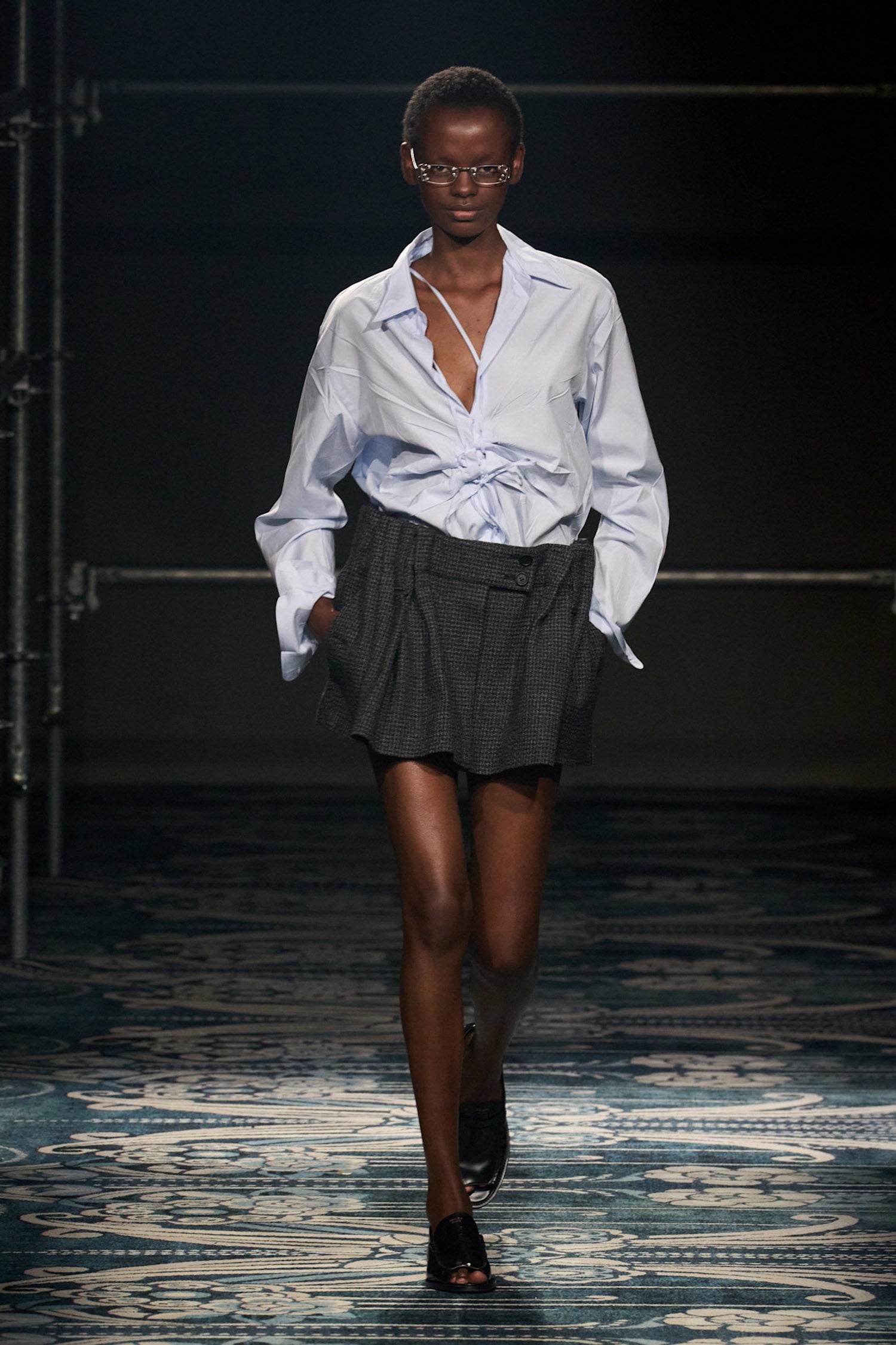 Checked Wool Mini Skirt
