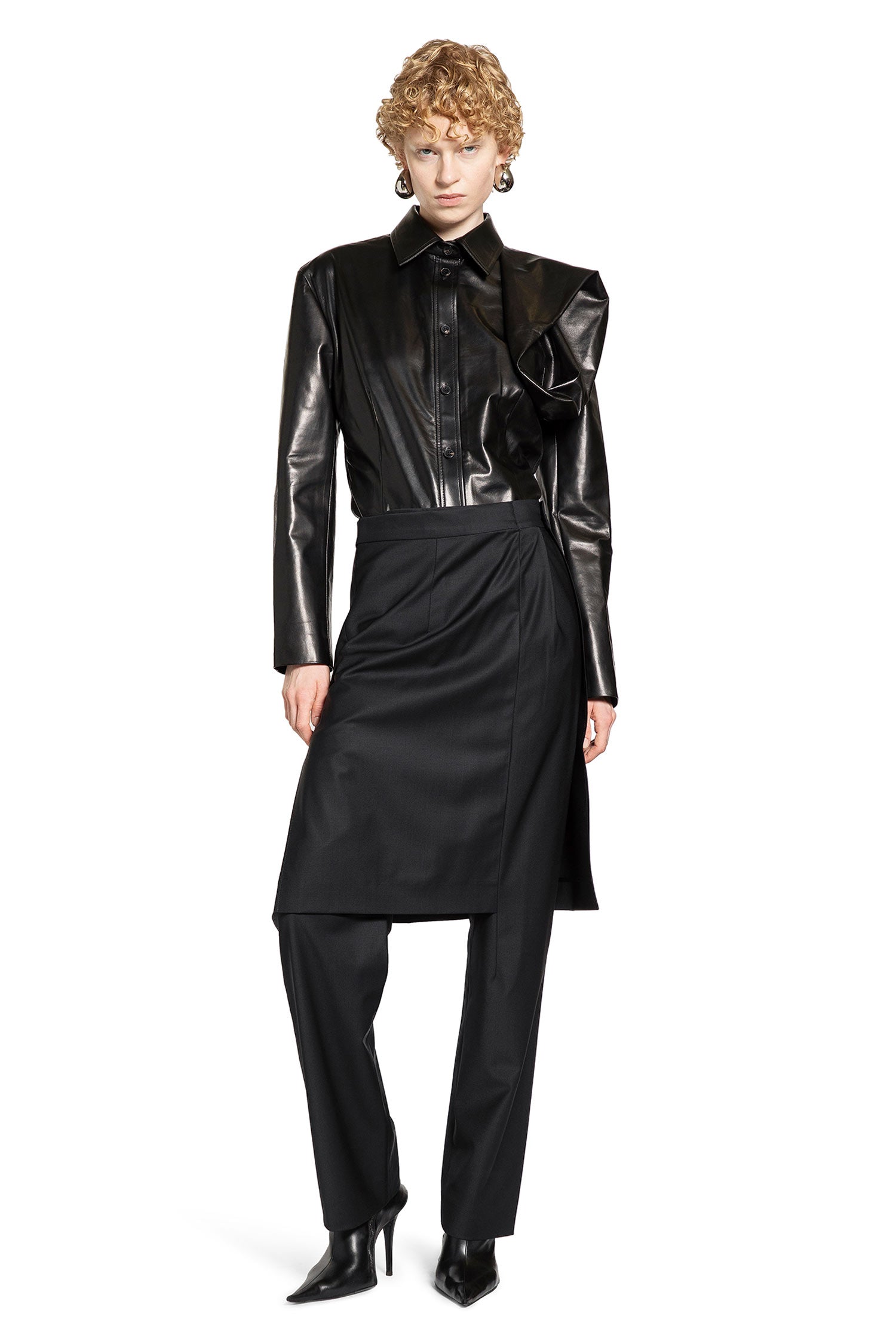 Wool blend Pants with Skirt Overlay - Antonioli.eu