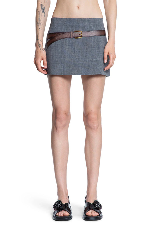 Technical Wool Mini Skirt with Printed Belt - Antonioli.eu