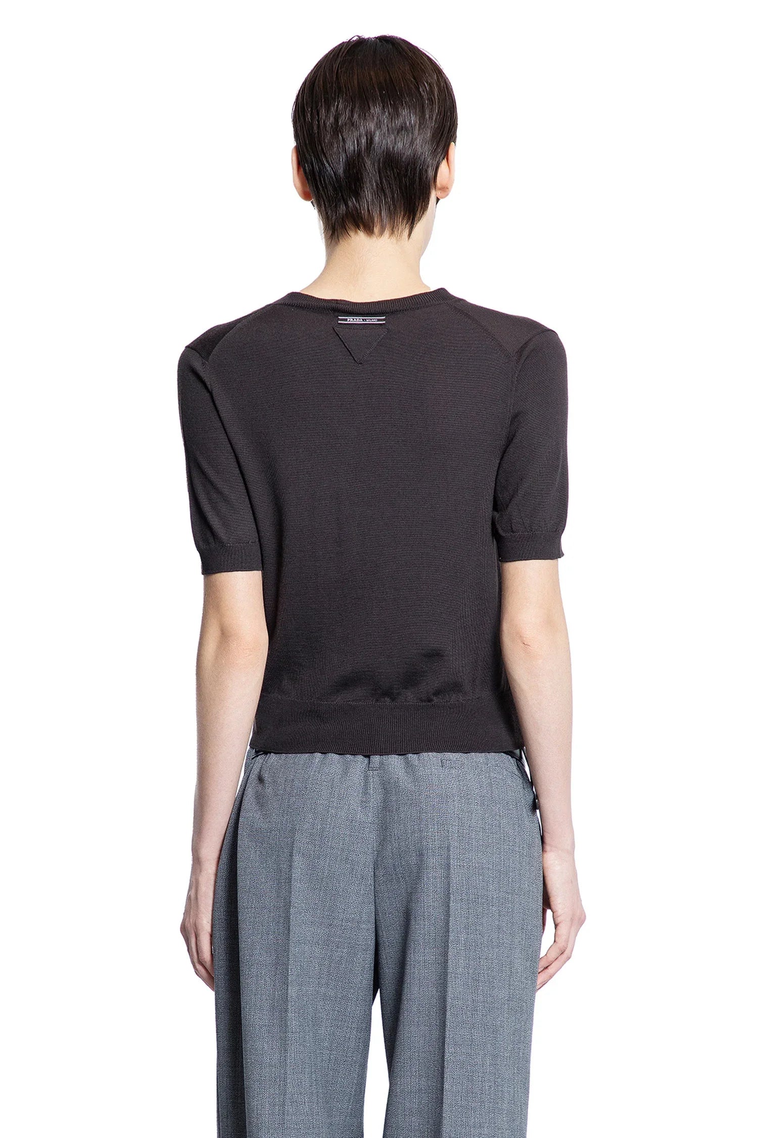 V-Neck Wool Short Sleeve Sweater - Antonioli.eu