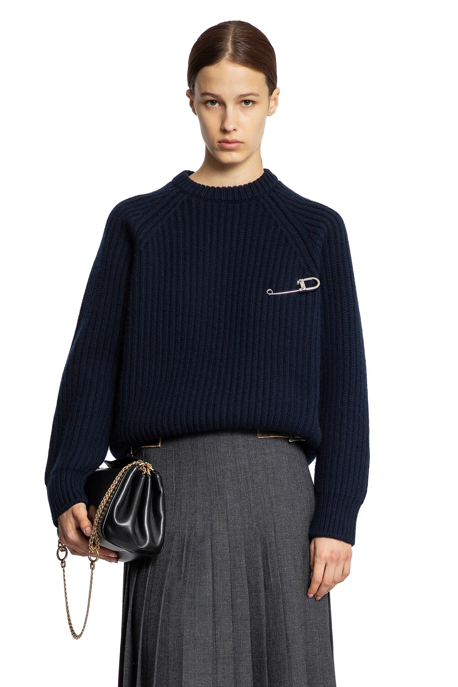 Wool Cashmere Sweater with Safety Pin - Antonioli.eu