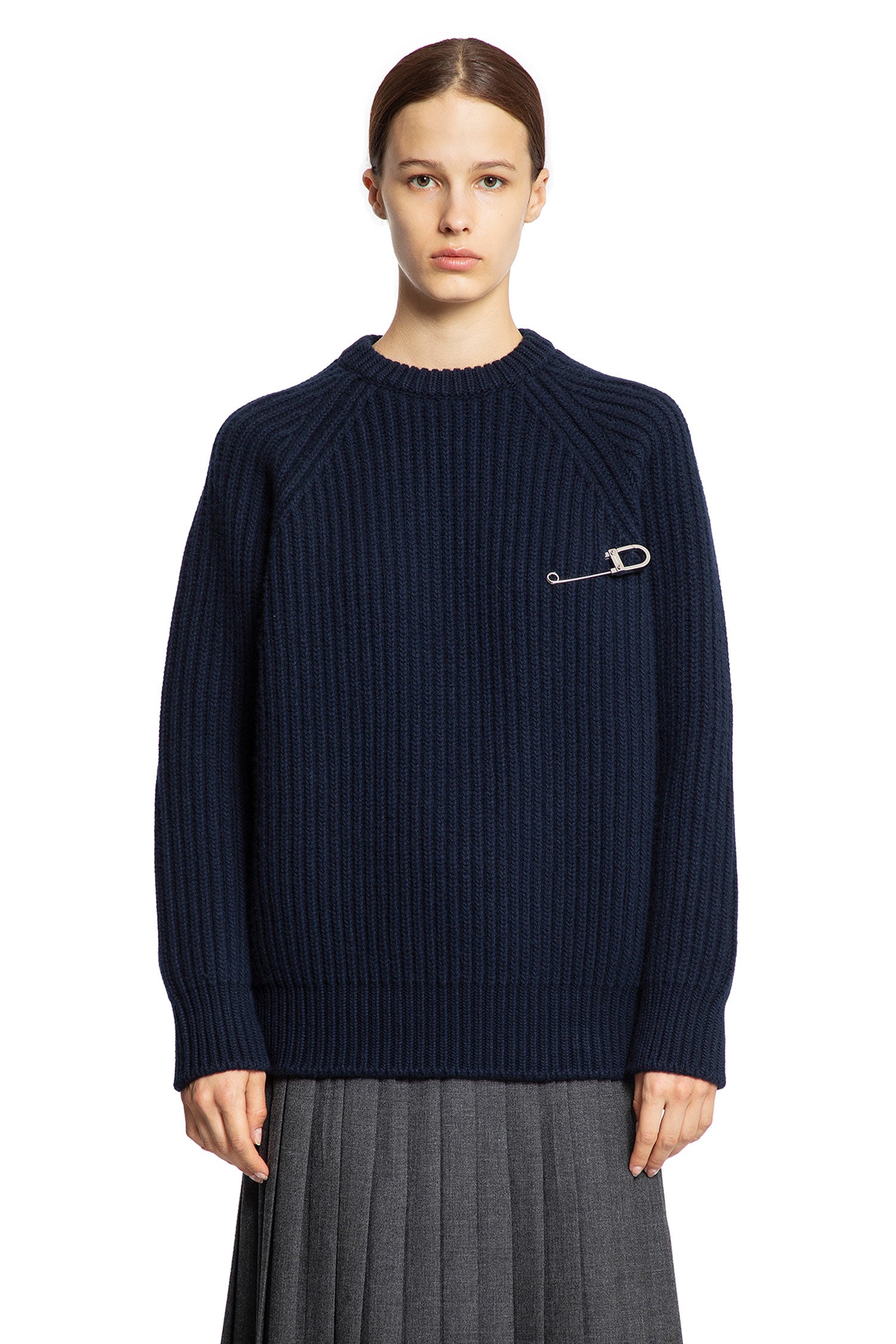 Wool Cashmere Sweater with Safety Pin - Antonioli.eu