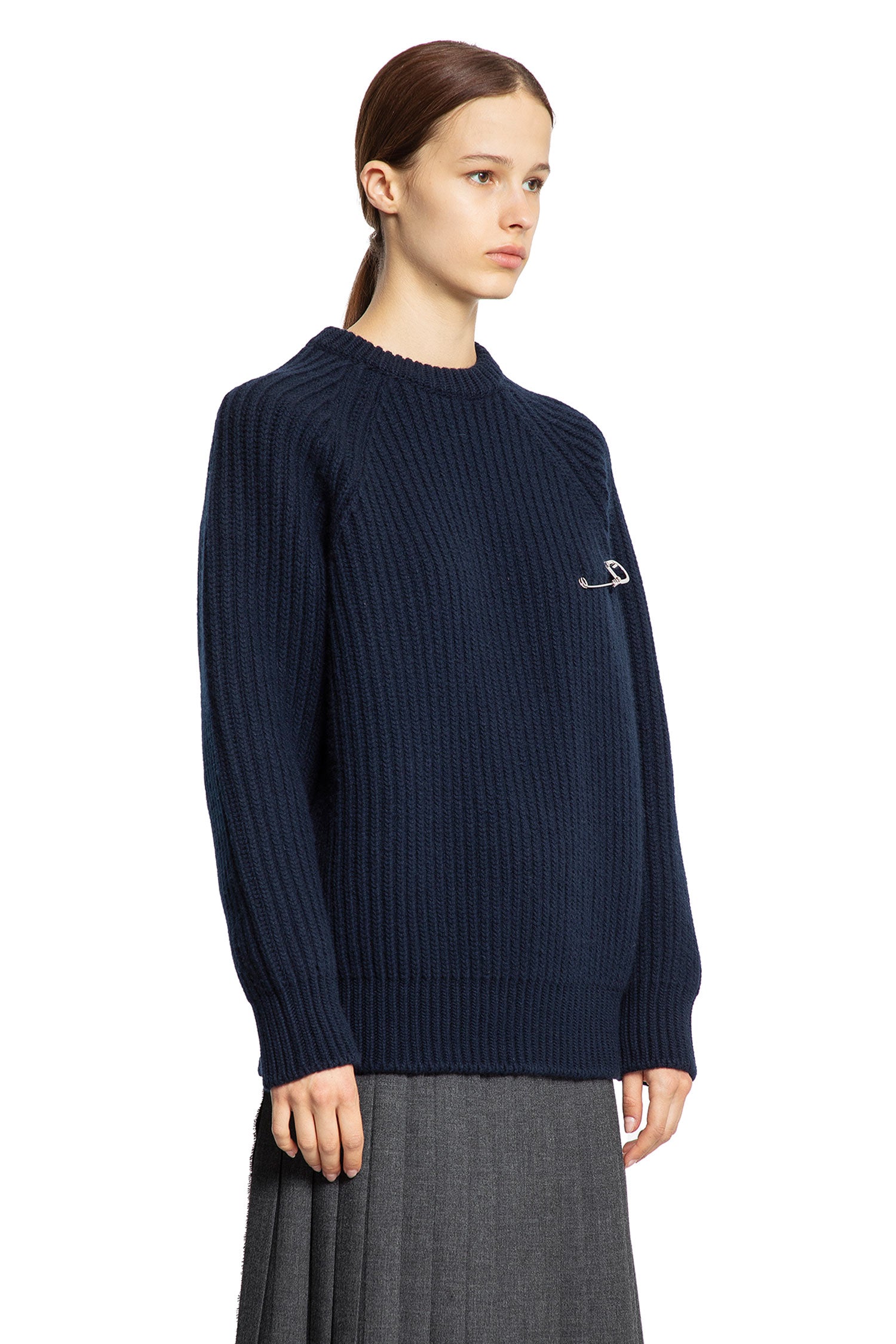 Wool Cashmere Sweater with Safety Pin - Antonioli.eu