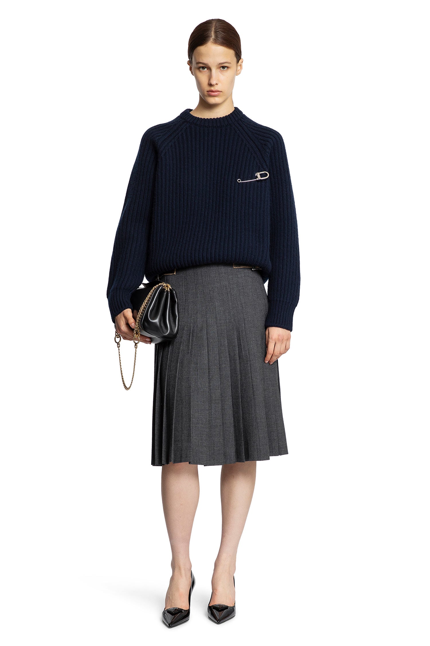 Wool Cashmere Sweater with Safety Pin - Antonioli.eu