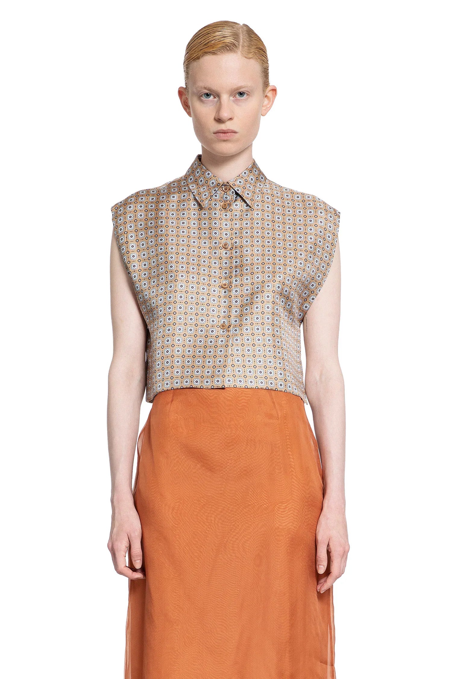 Sleeveless Floral Print Shirt - Antonioli.eu
