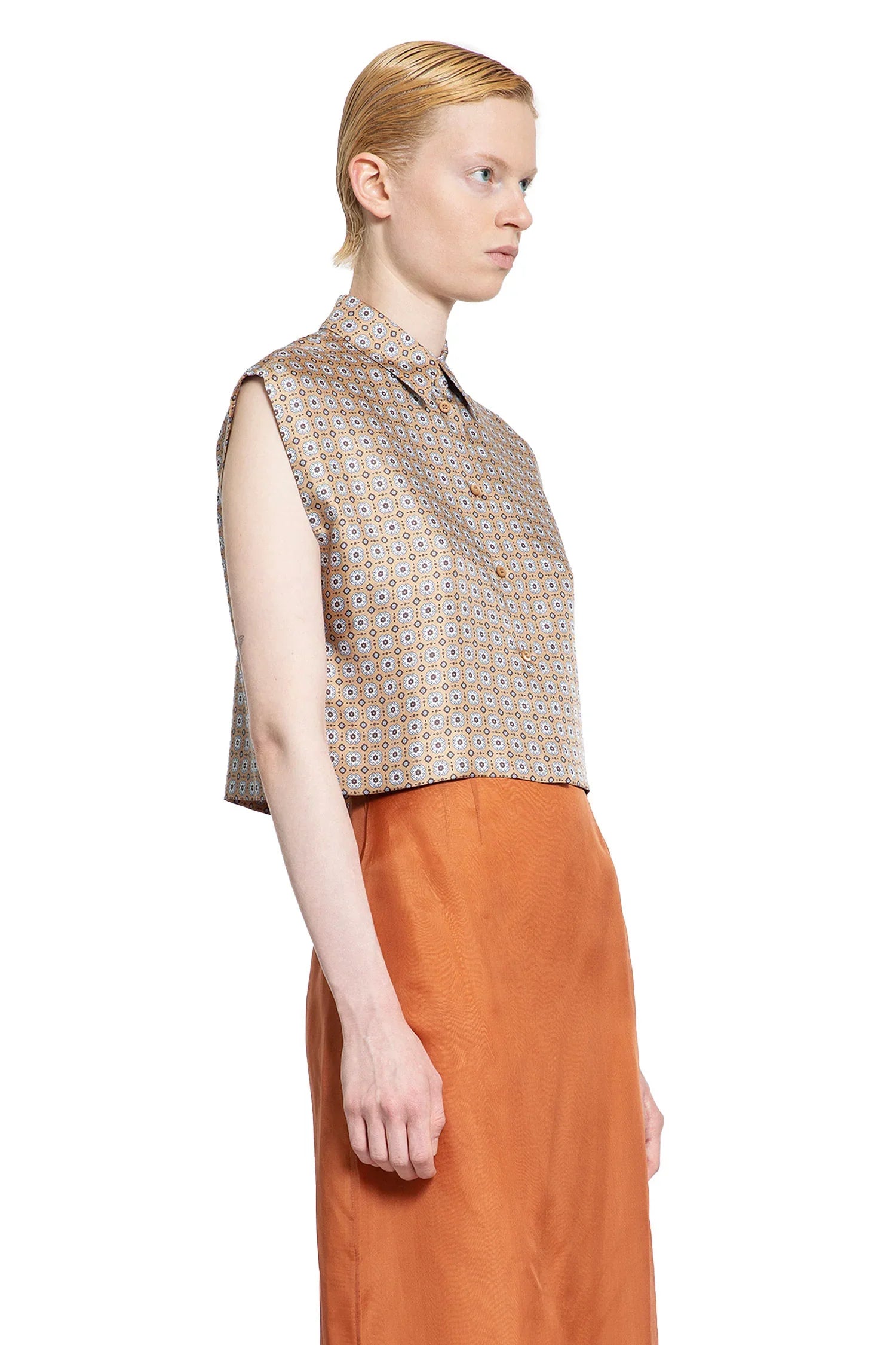 Sleeveless Floral Print Shirt - Antonioli.eu