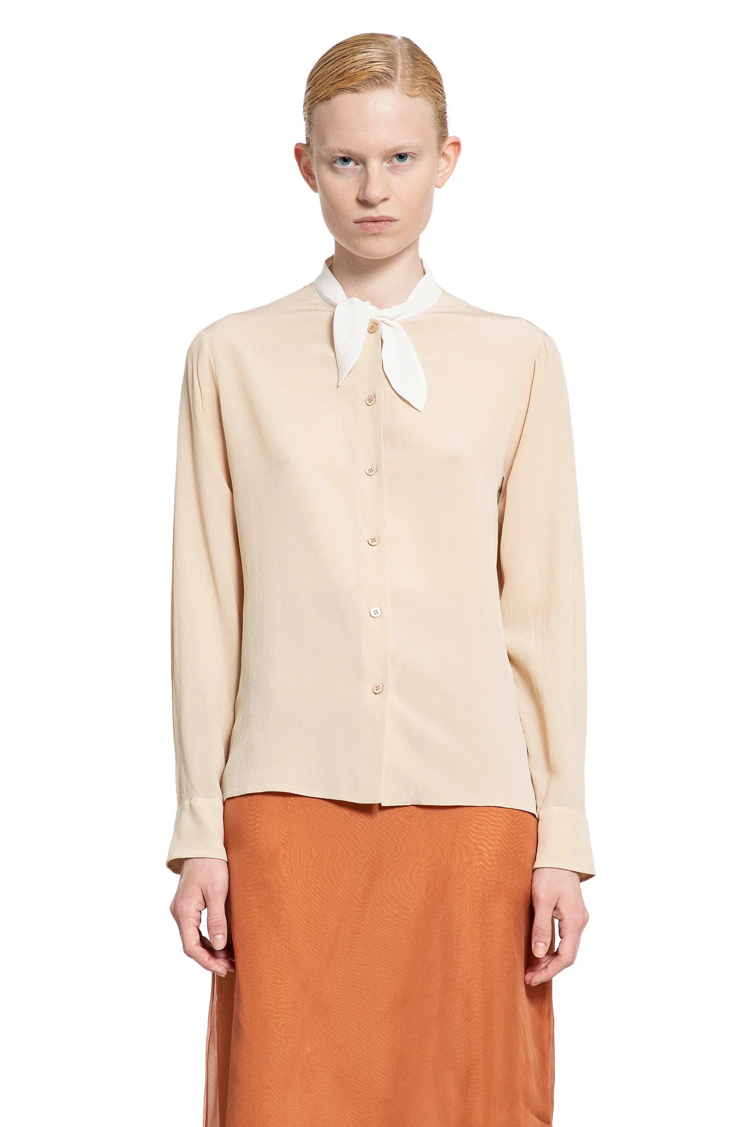 Lavallière Crêpe De Chine Shirt - Antonioli.eu