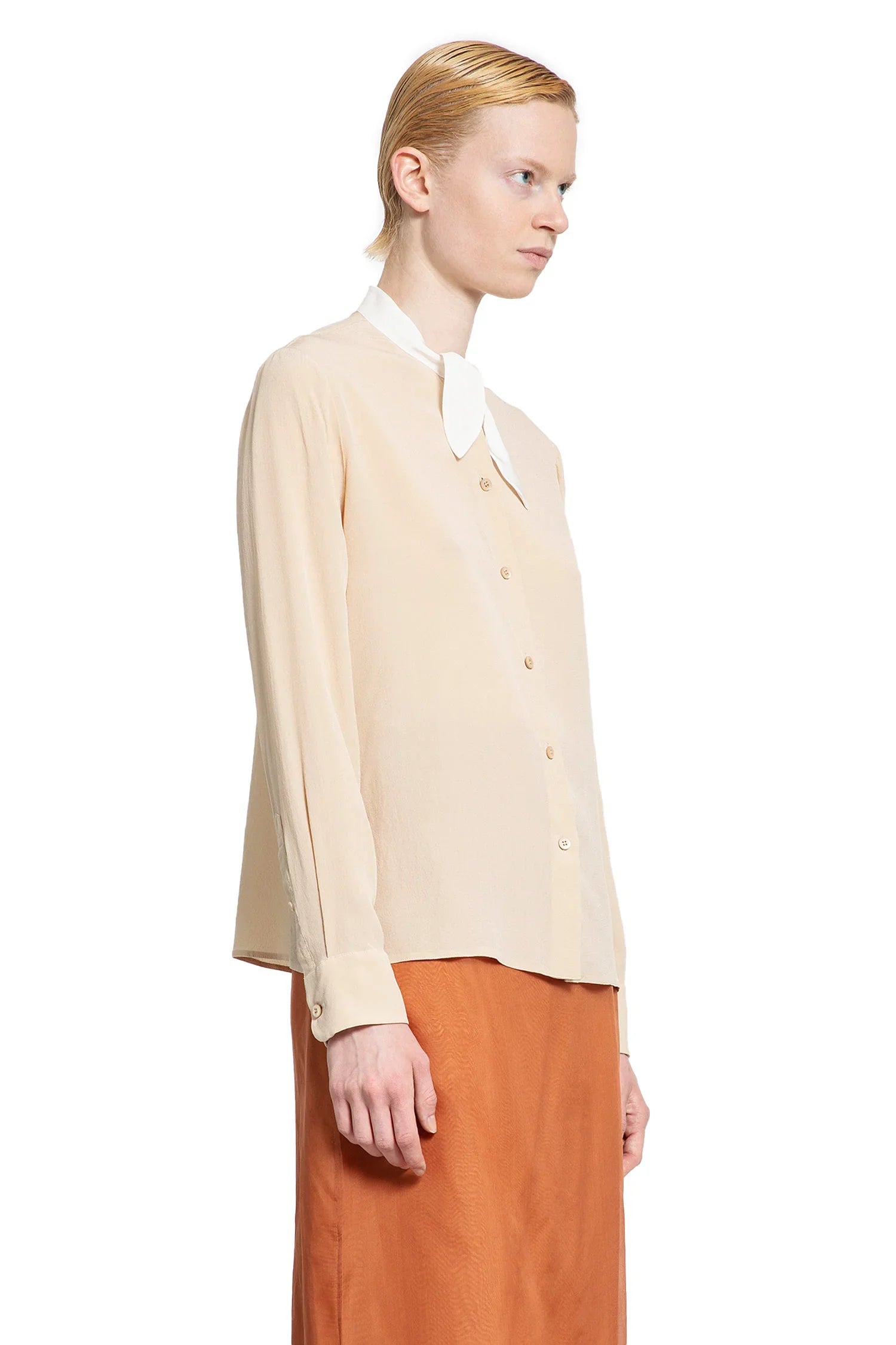 Lavallière Crêpe De Chine Shirt - Antonioli.eu