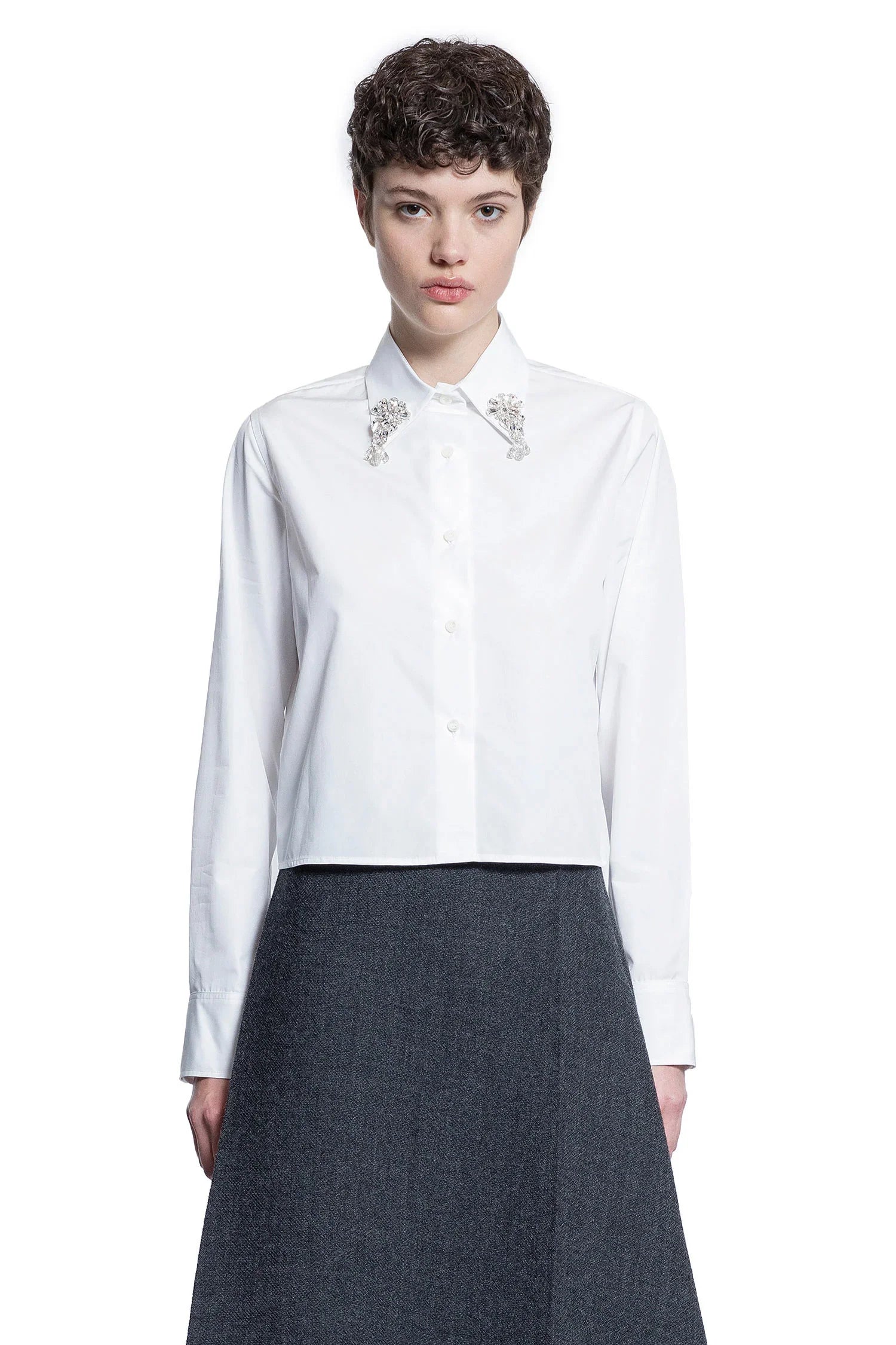 Embroidered Poplin Shirt - Antonioli.eu