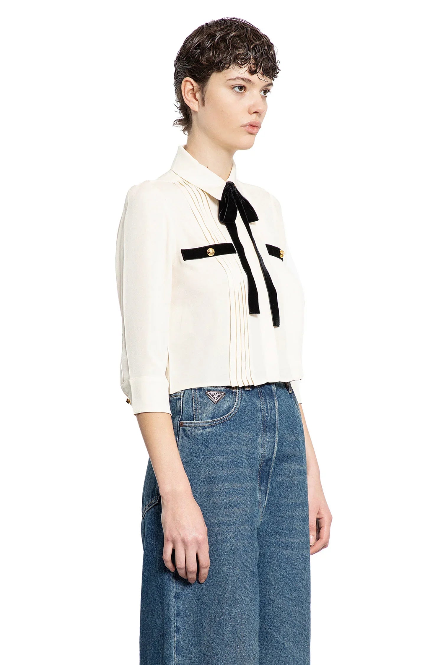 Sablé Cropped Bow Shirt - Antonioli.eu