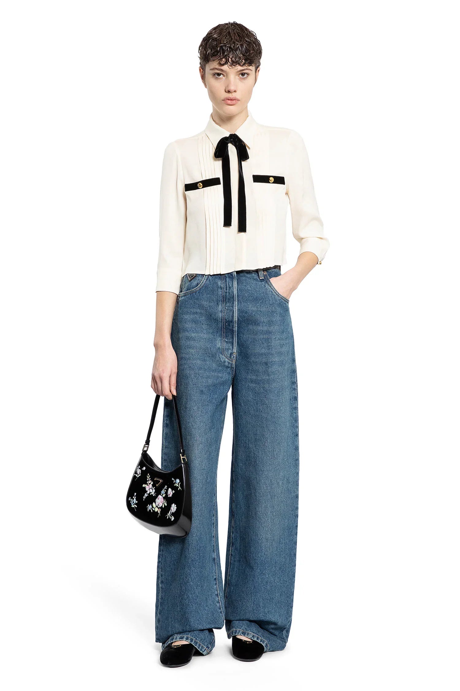 Sablé Cropped Bow Shirt - Antonioli.eu