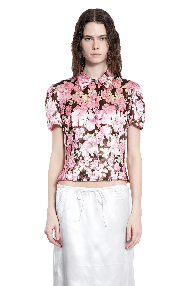 Floral Print Satin Shirt - Antonioli.eu