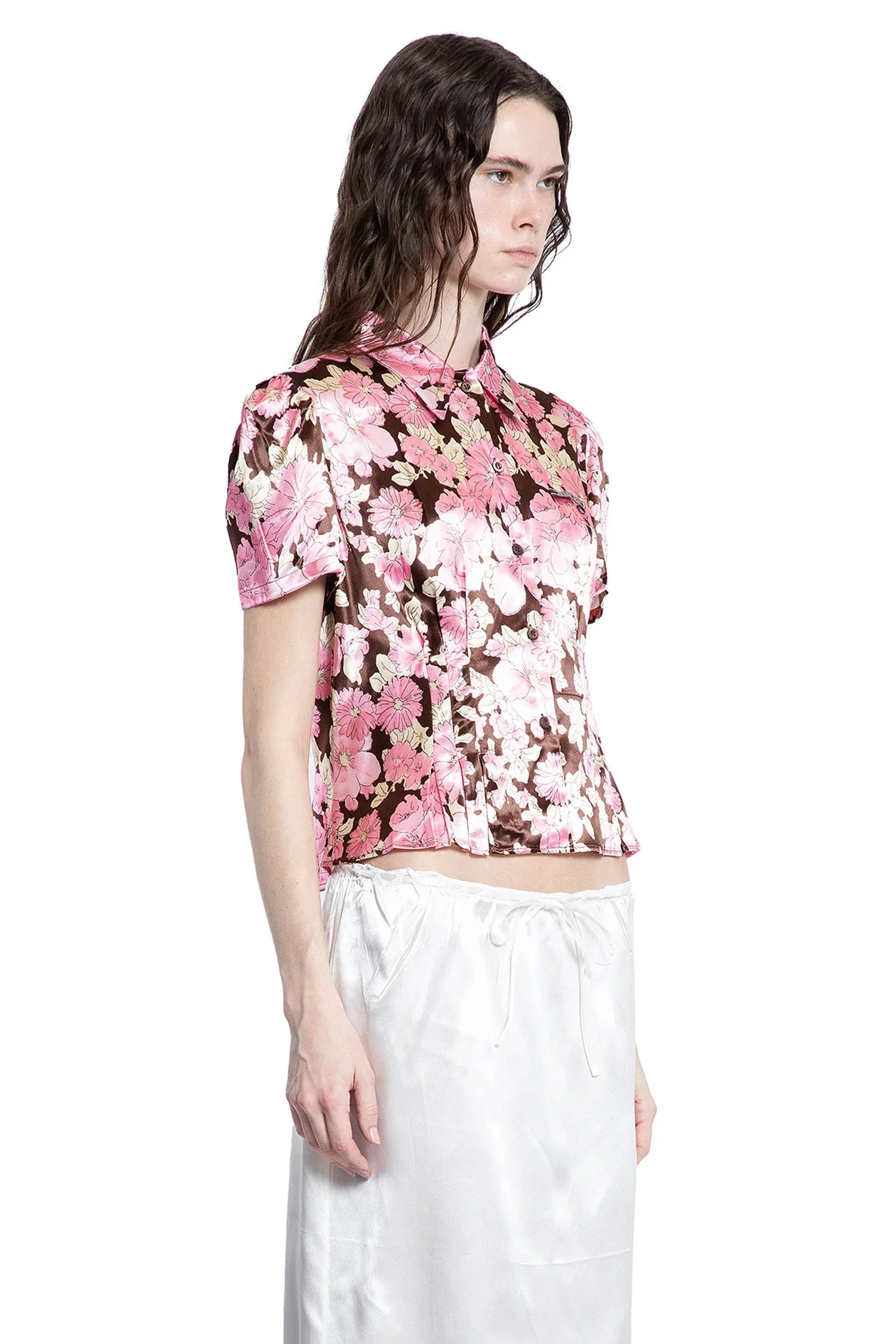 Floral Print Satin Shirt - Antonioli.eu