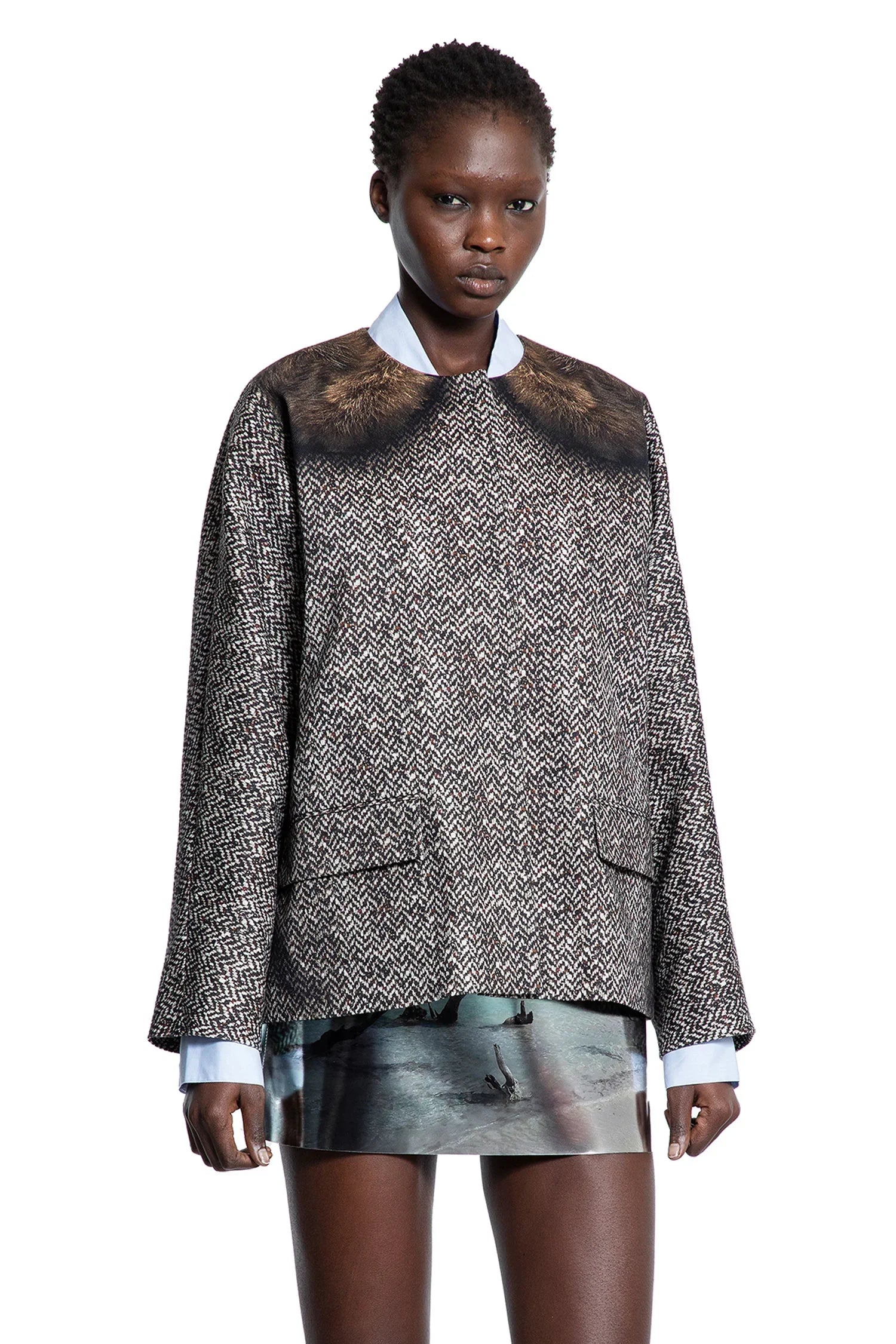 Printed Drill Caban Jacket - Antonioli.eu