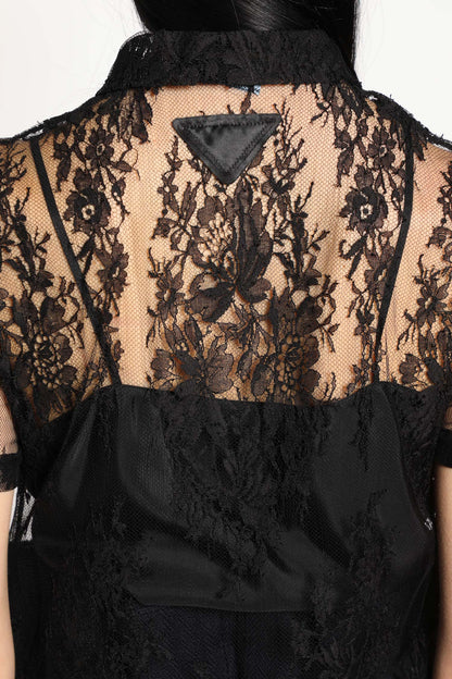 PRADA WOMAN BLACK T-SHIRTS & TANK TOPS