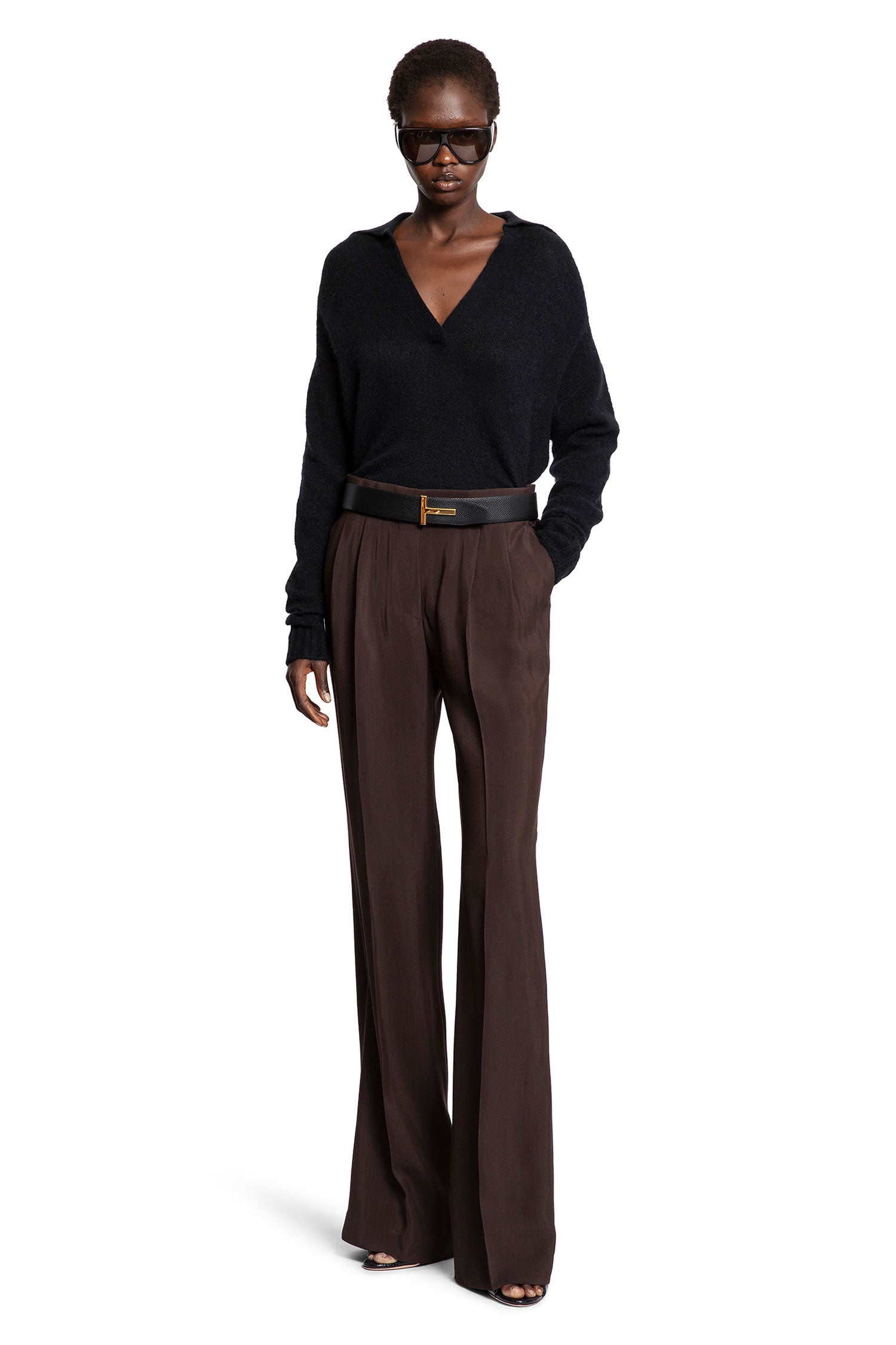 Tailored Double Pleat Wide Leg Pants - Antonioli.eu