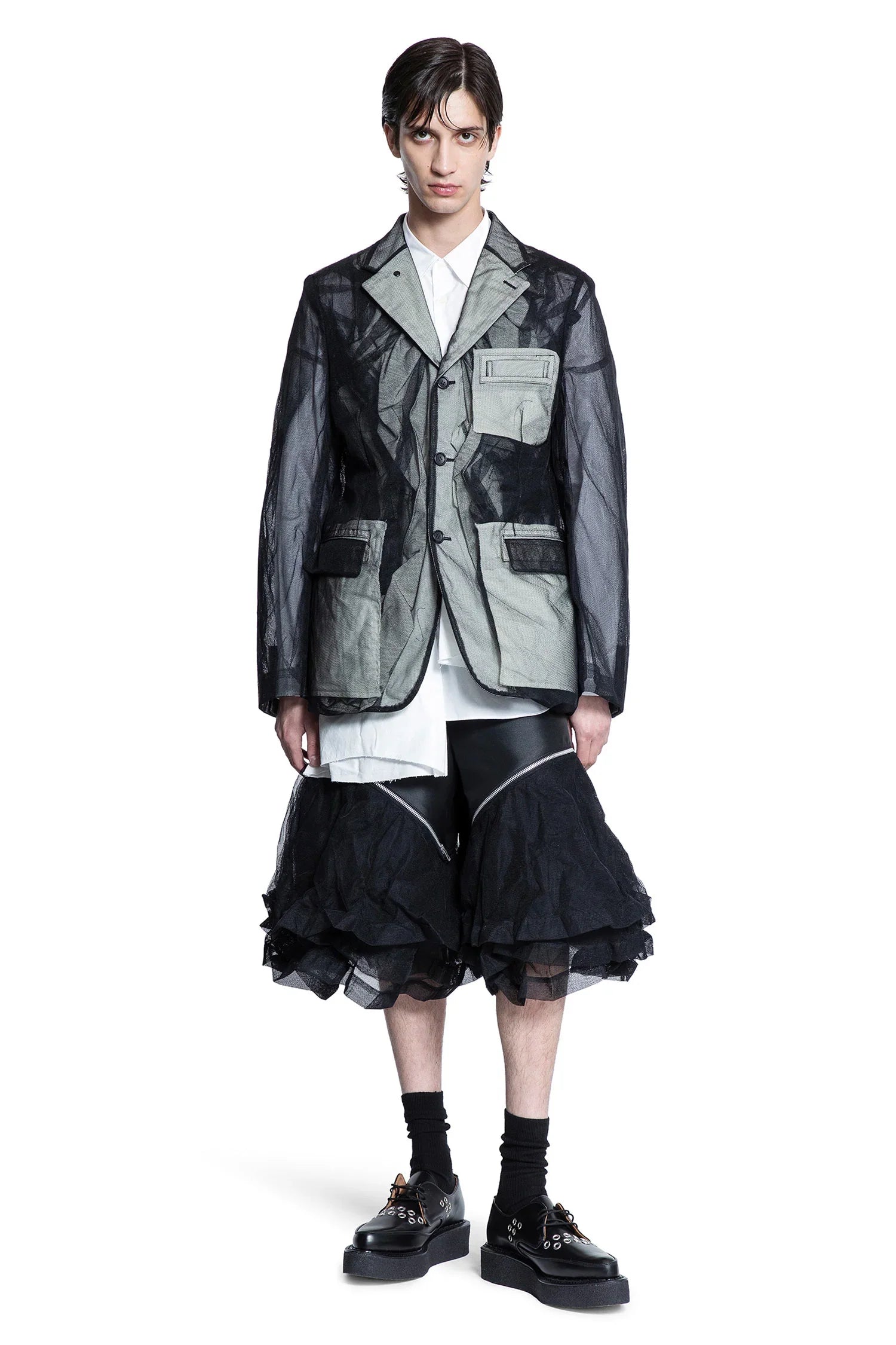 Satin and Crinkled Tulle Shorts - Antonioli.eu