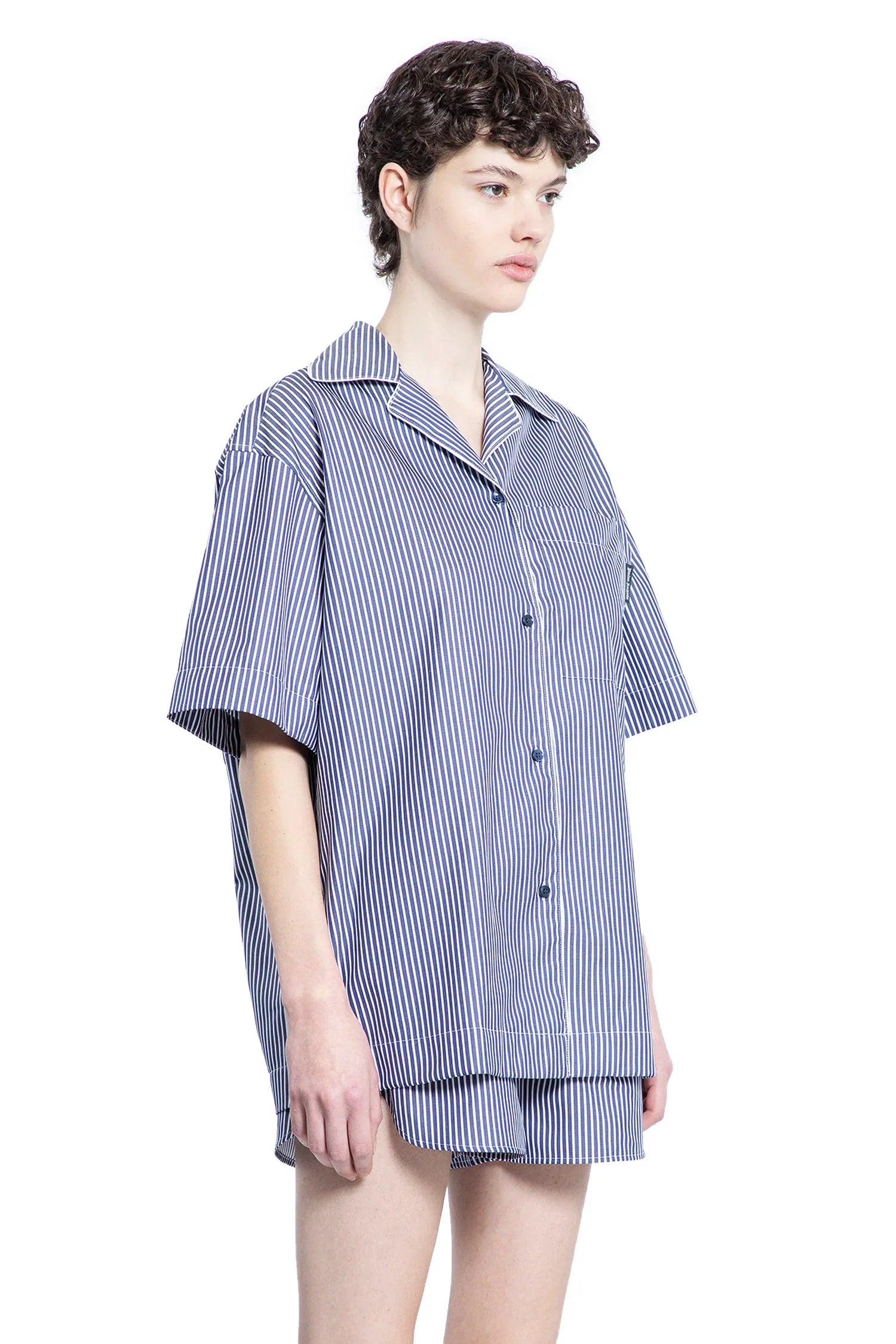 Curved Logo Striped Shirt - Antonioli.eu