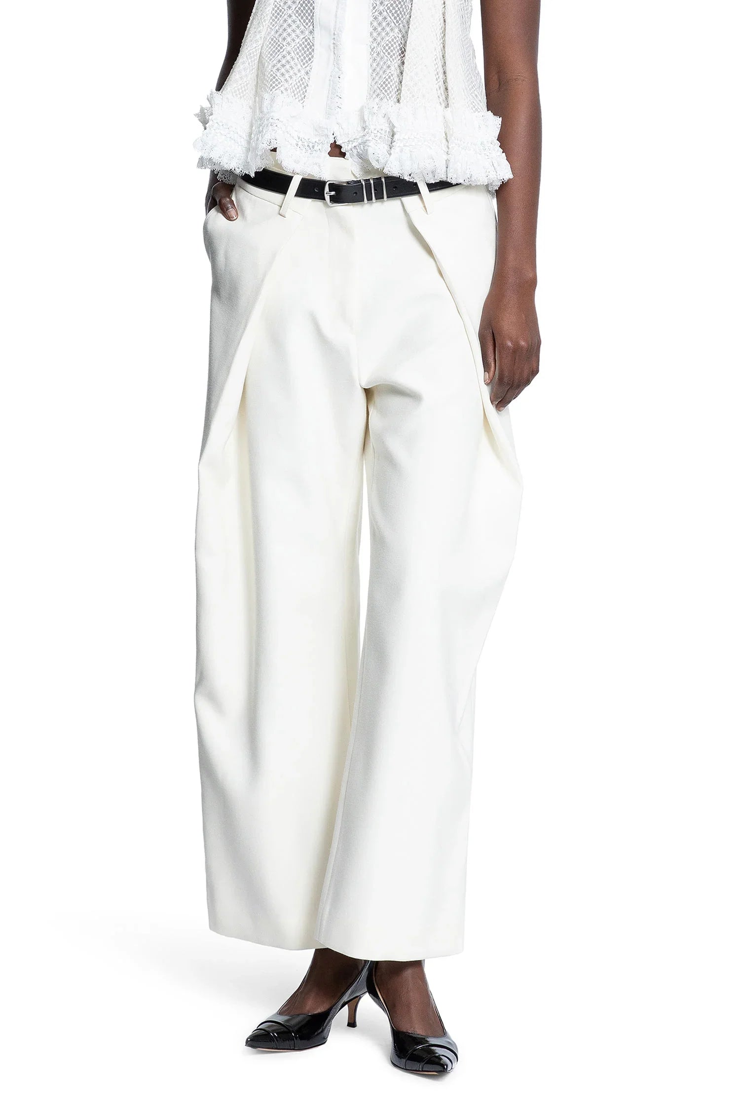 ROKH WOMAN OFF-WHITE TROUSERS - Antonioli.eu