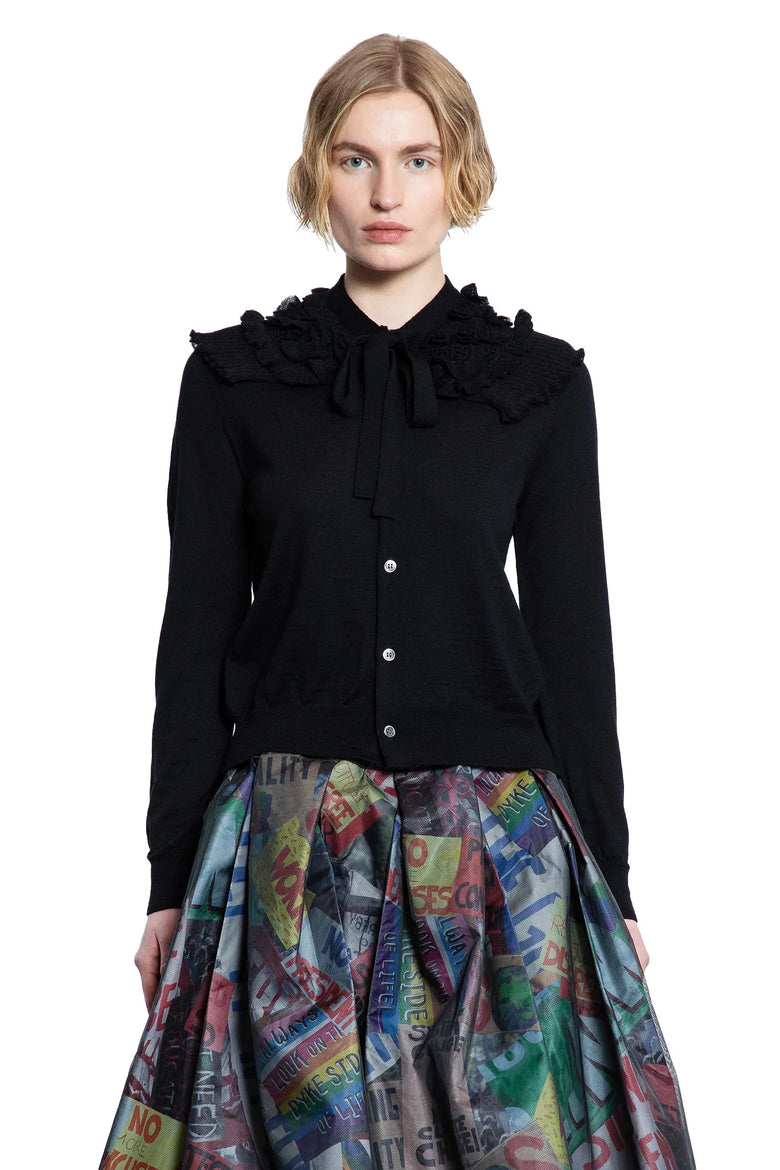 Ruffled Shoulder Cropped Cardigan - Antonioli.eu