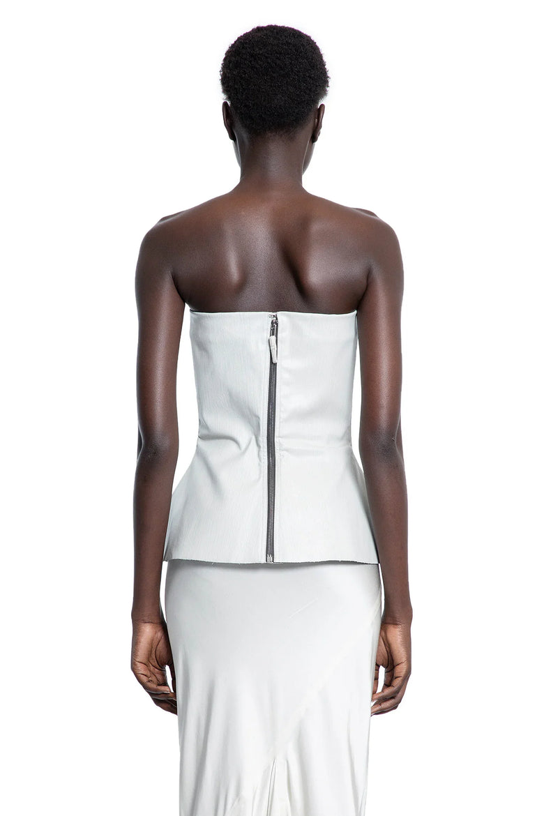 Hollywood Bustier Top in Coated Stretch Denim - Antonioli.eu
