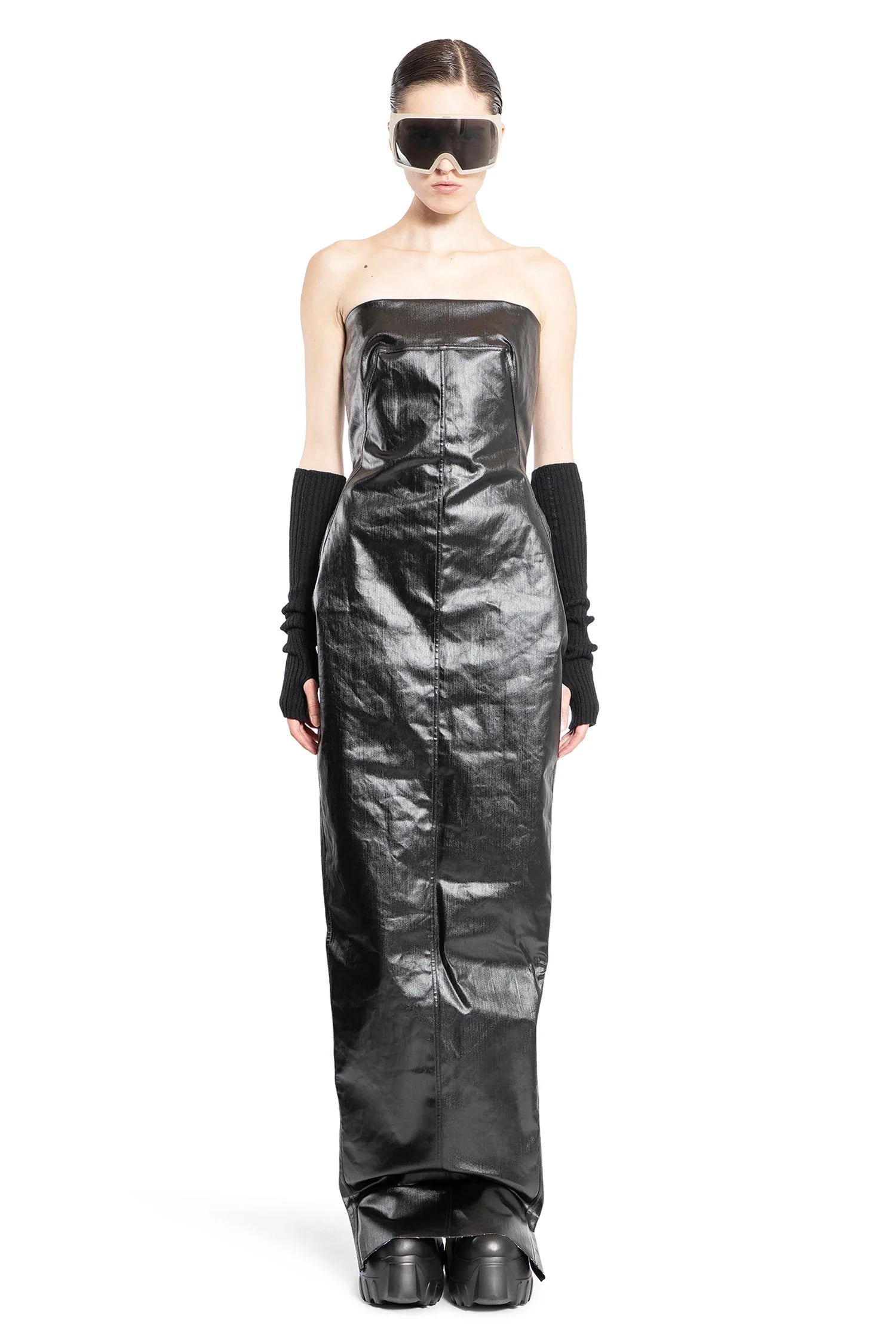 Porterville Bustier Gown in Coated Stretch Denim - Antonioli.eu