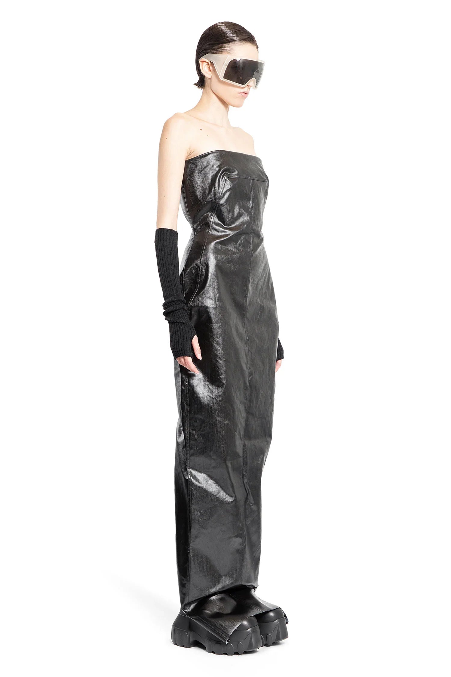 Porterville Bustier Gown in Coated Stretch Denim - Antonioli.eu