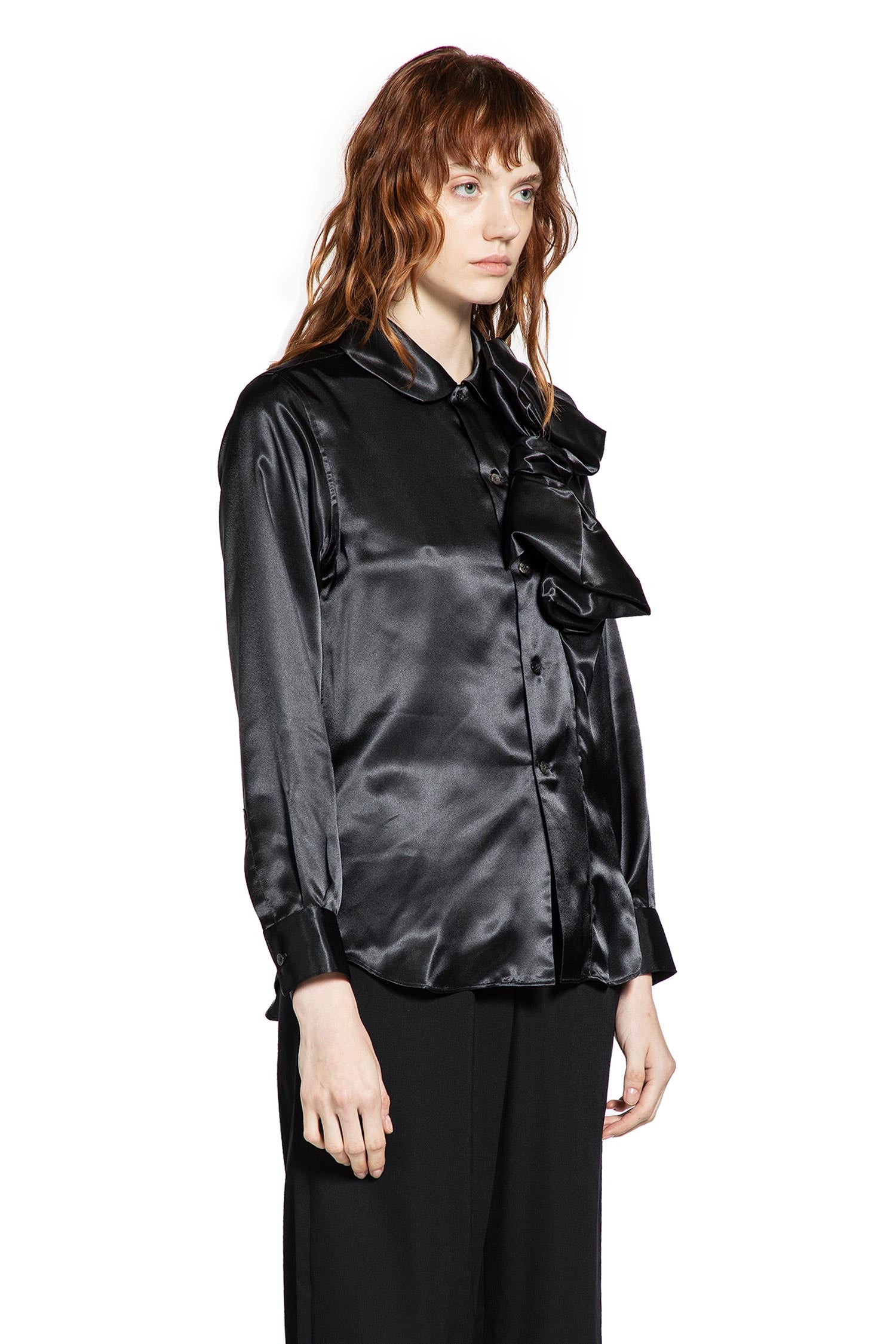 Shiny Satin Bowtie Shirt