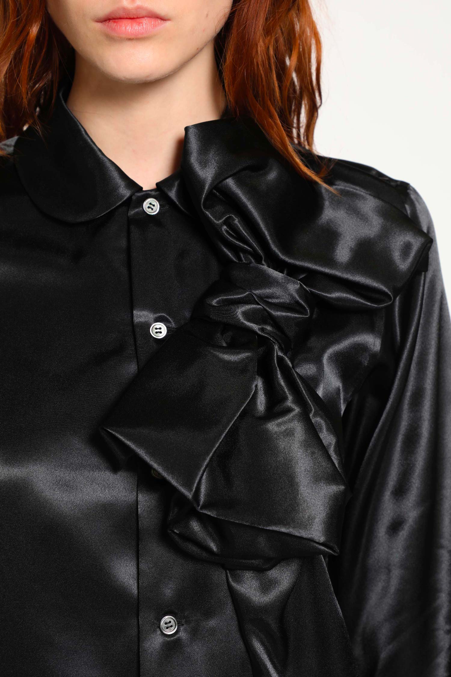 Shiny Satin Bowtie Shirt