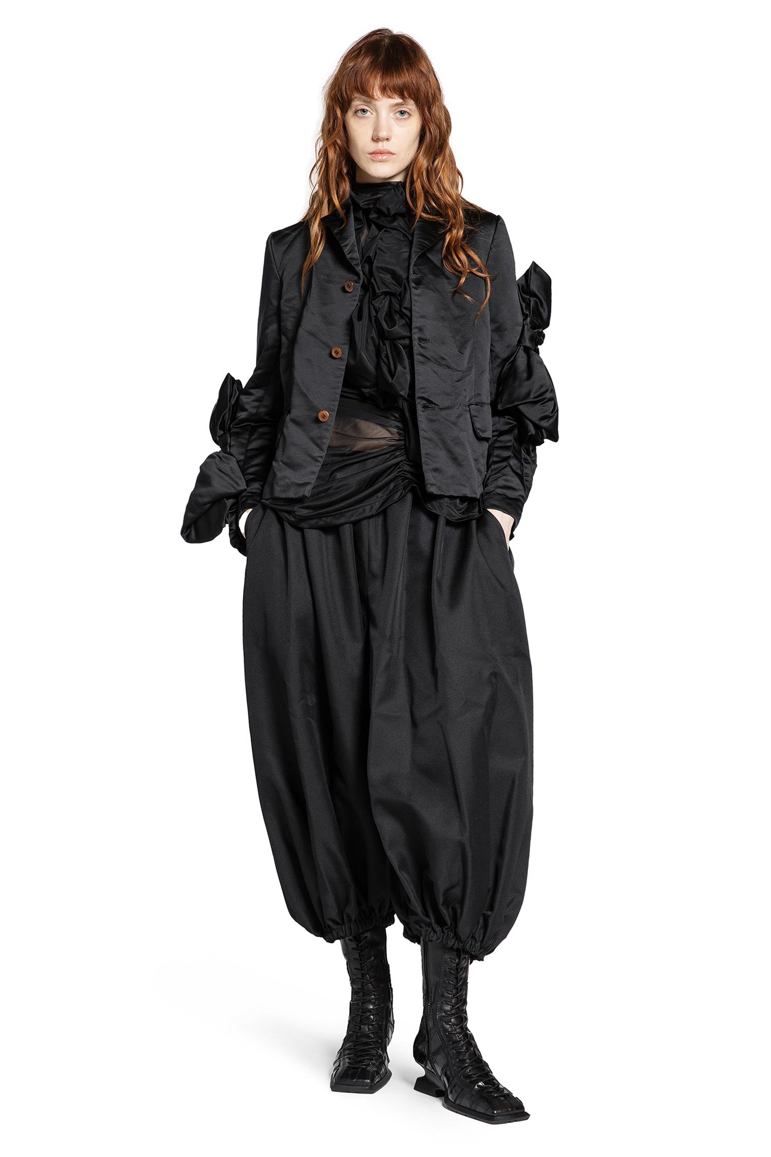 Sculptural Satin Cropped Jacket
