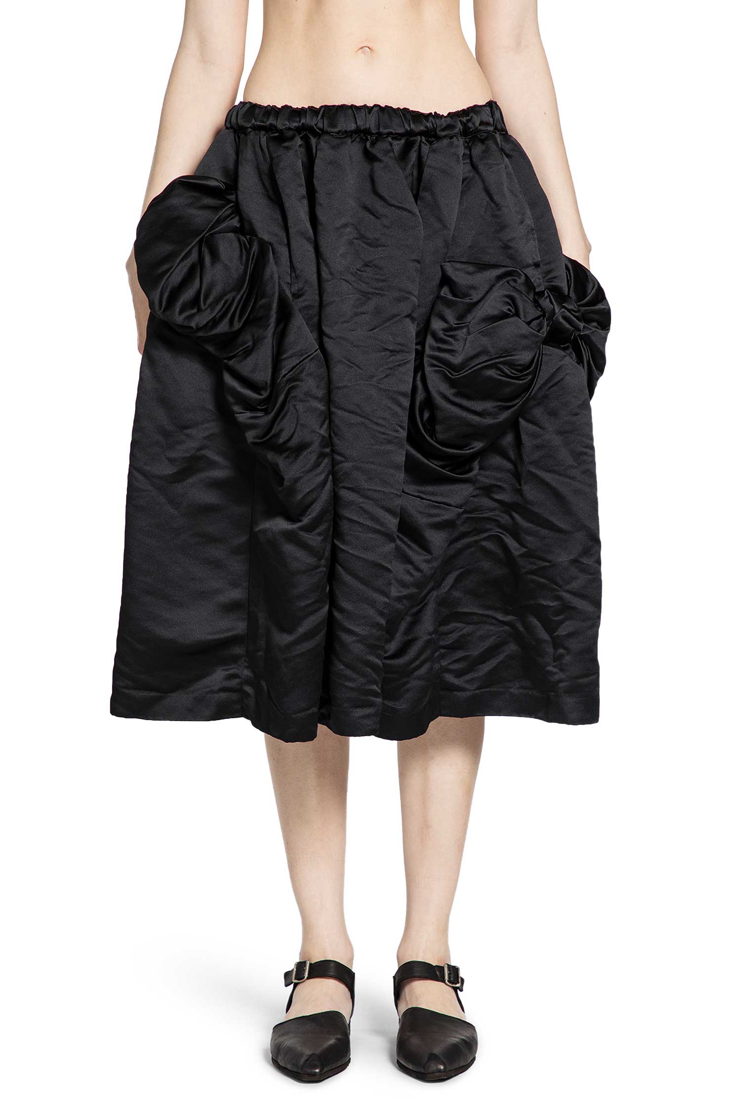 Ruffled Satin Midi Skirt