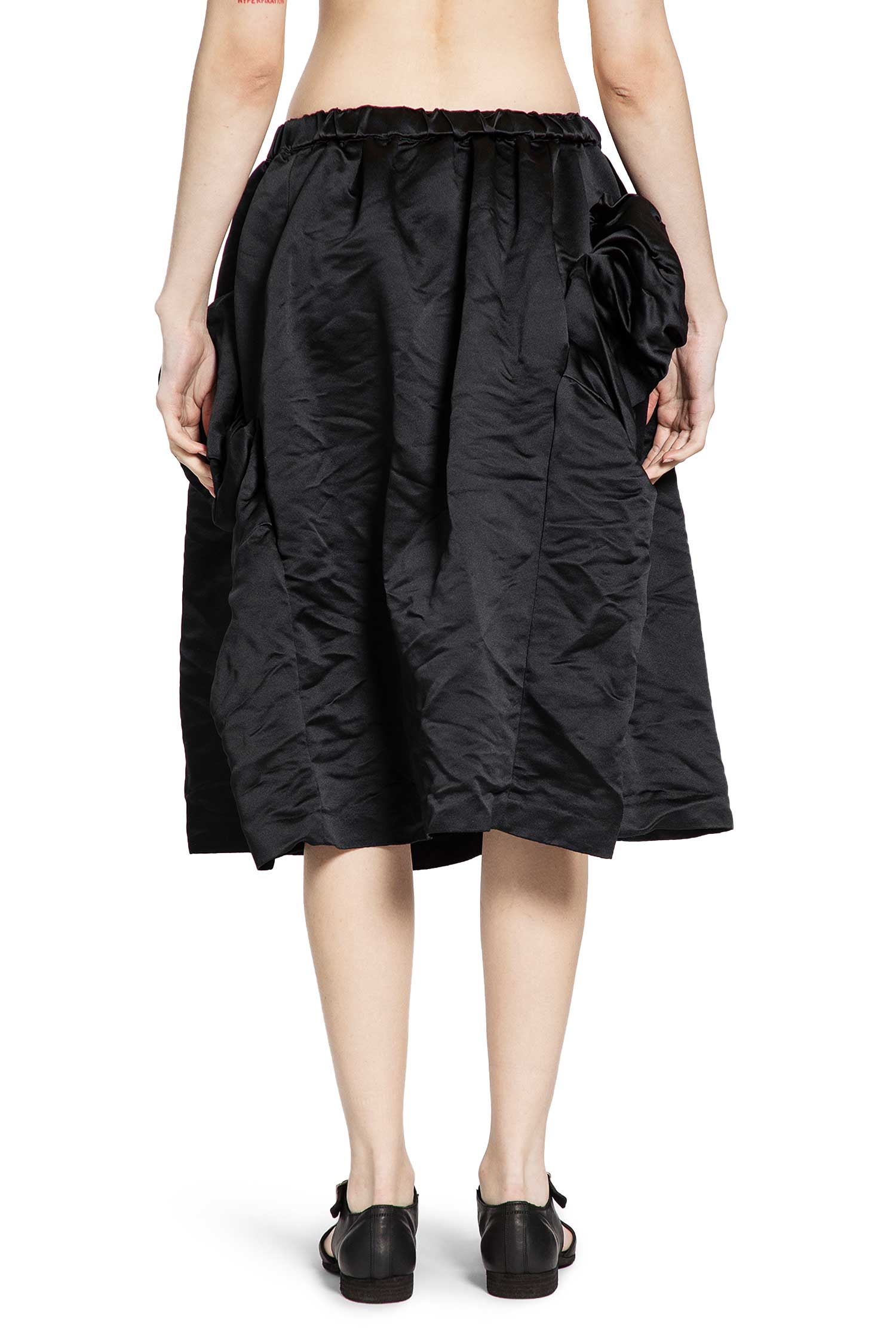 Ruffled Satin Midi Skirt